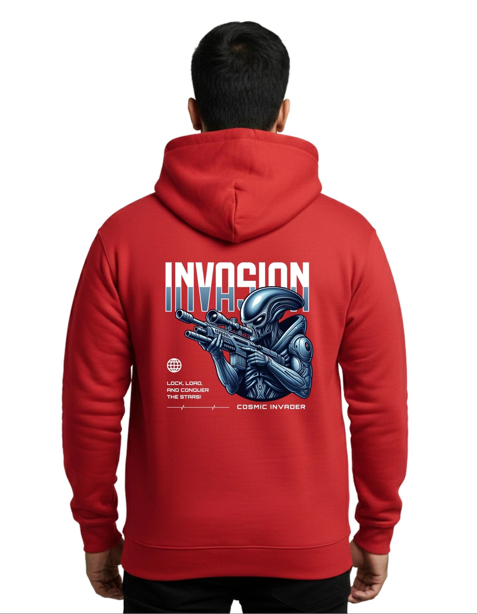 Invasion Cotton Hoodie Without Zipper 300 GSM Red
