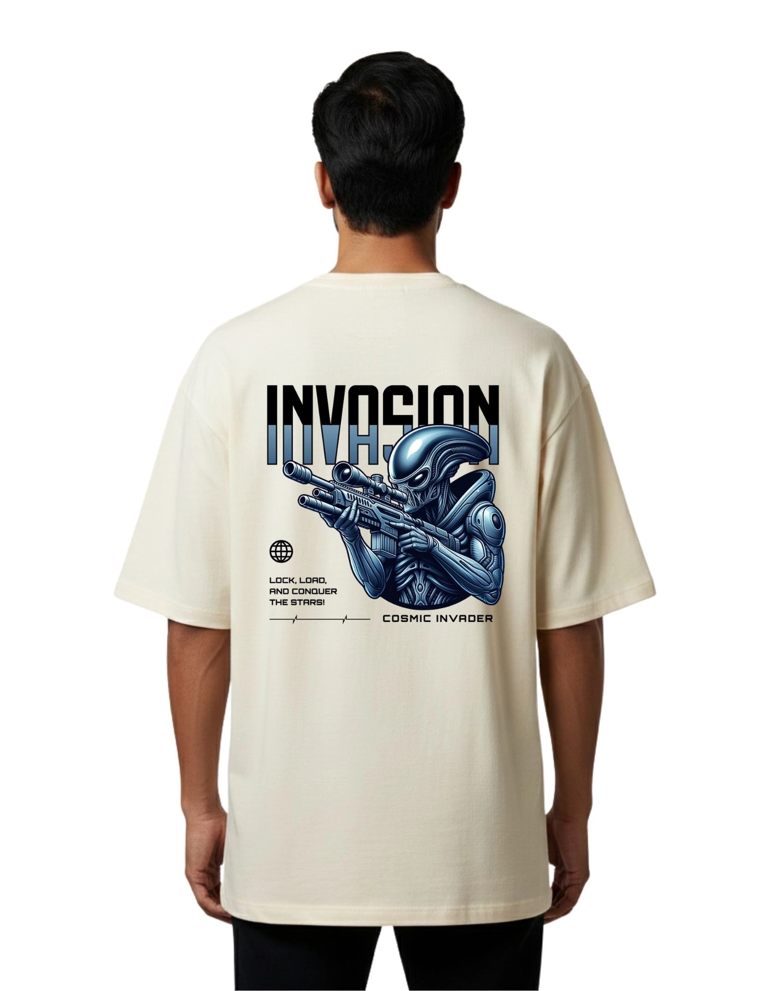 Invasion Oversized Cotton French Terry T-Shirt 240 GSM Beige