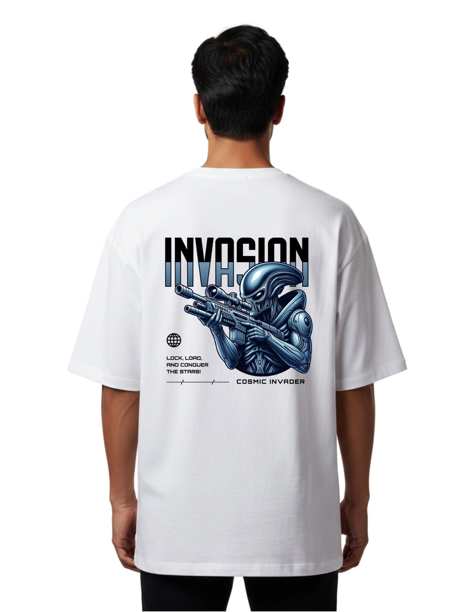 Invasion Oversized Cotton French Terry T-Shirt 240 GSM White