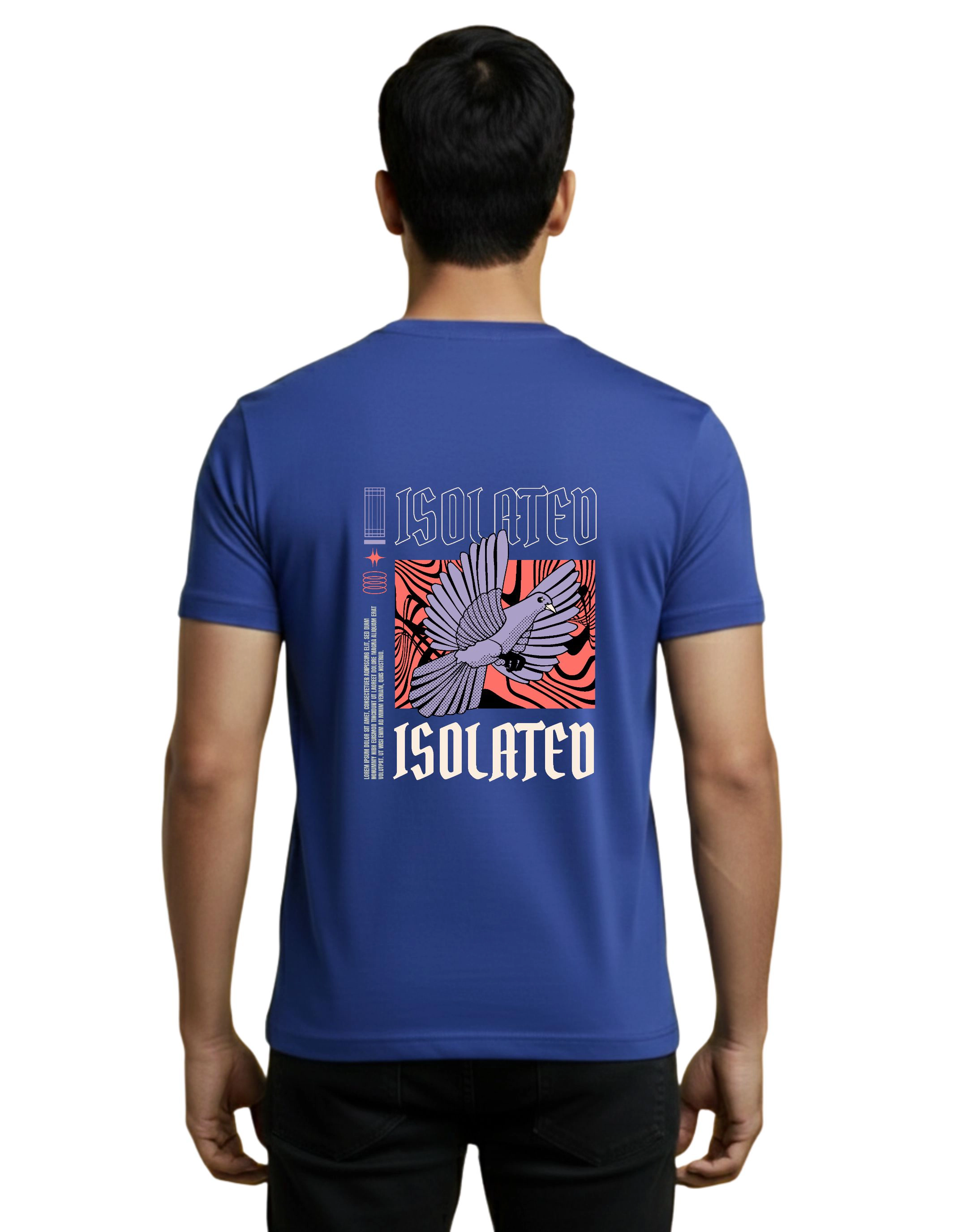Isolated Bird Graphic Cotton  Round Neck 180 GSM T-Shirt Royal Blue