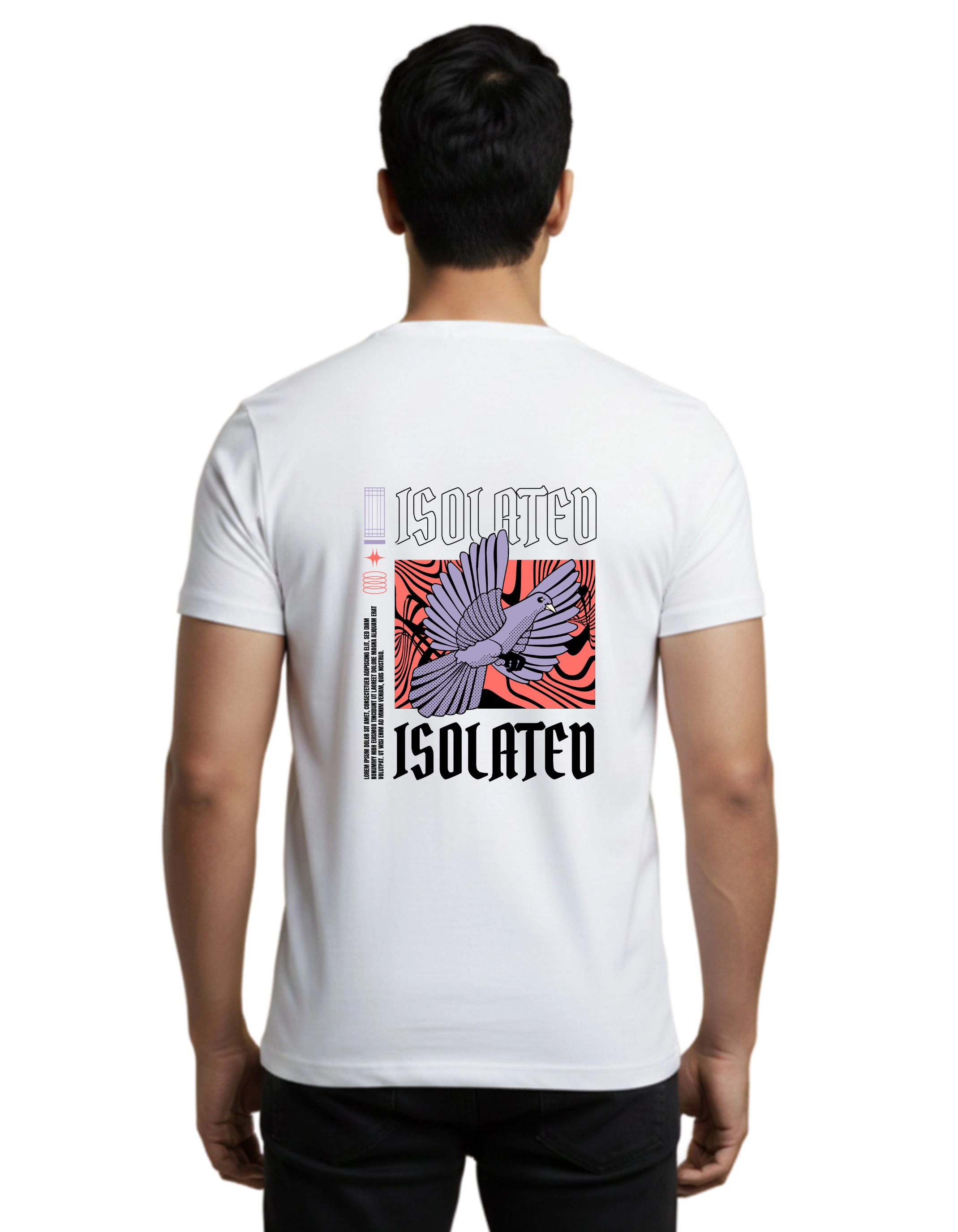 Isolated Bird Graphic Cotton Round Neck 180 GSM T-Shirt White