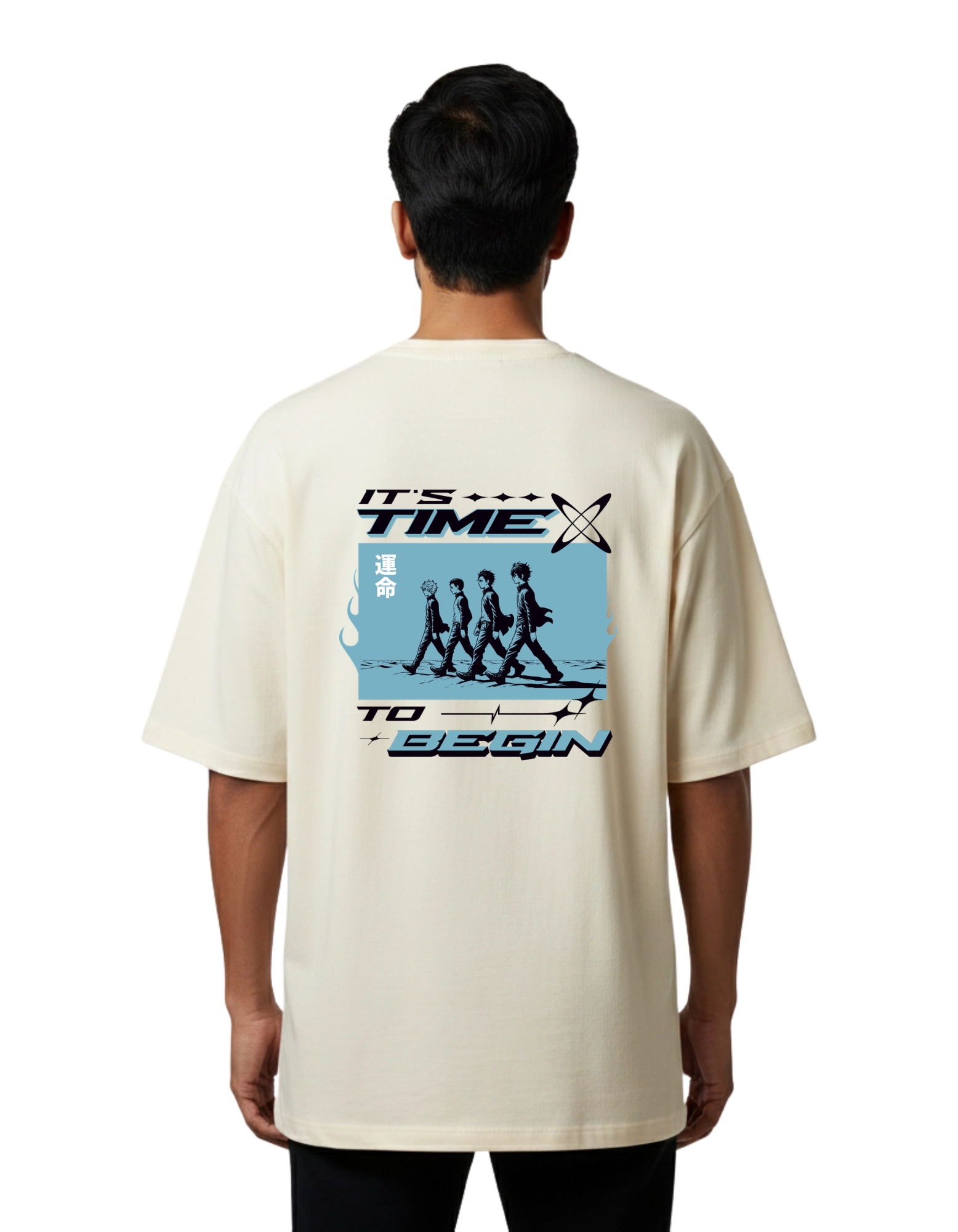 It’s Time To Begin Oversize Cotton French Terry T-Shirt 240 GSM Beige