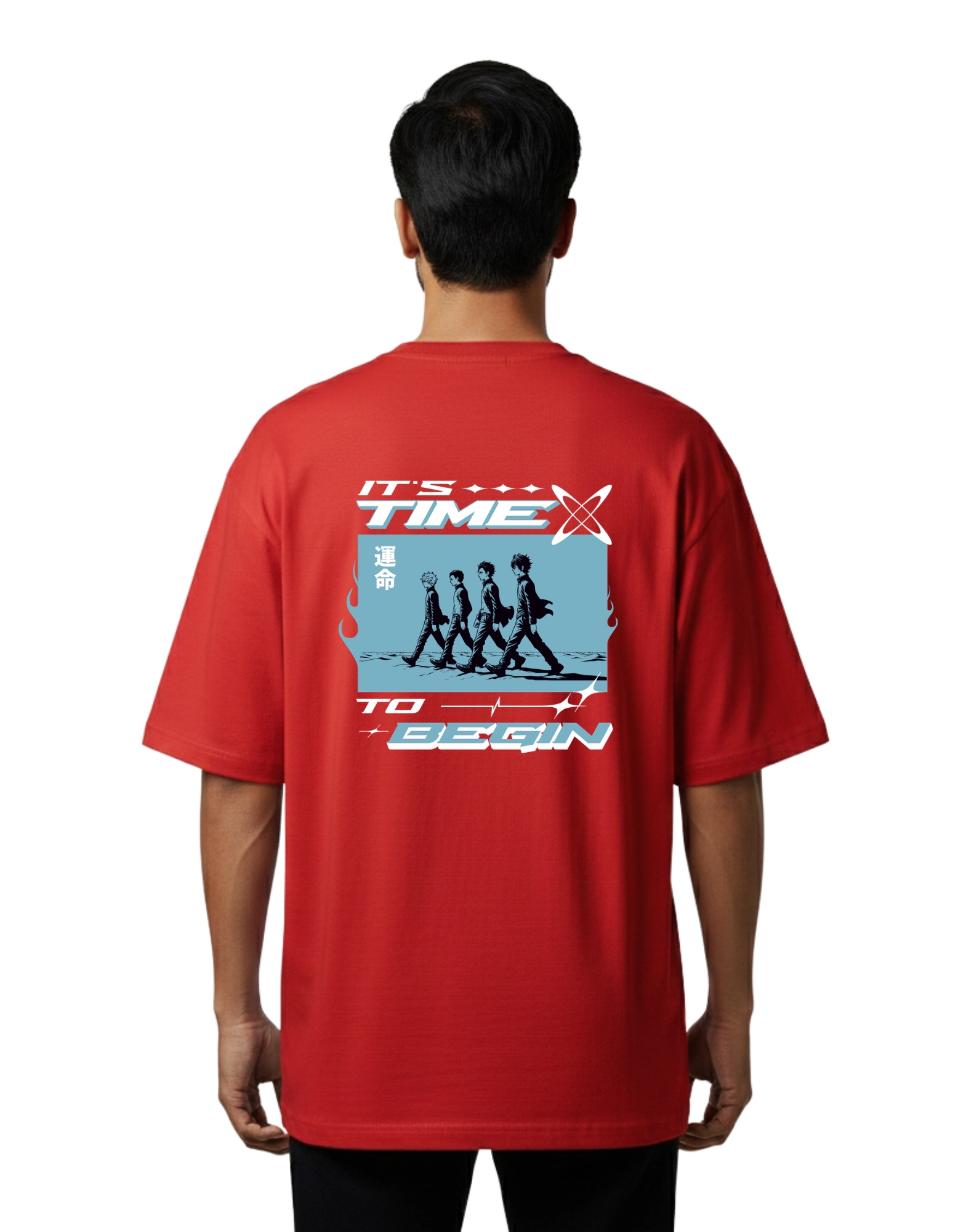 It’s Time To Begin Oversize Cotton French Terry T-Shirt 240 GSM Red