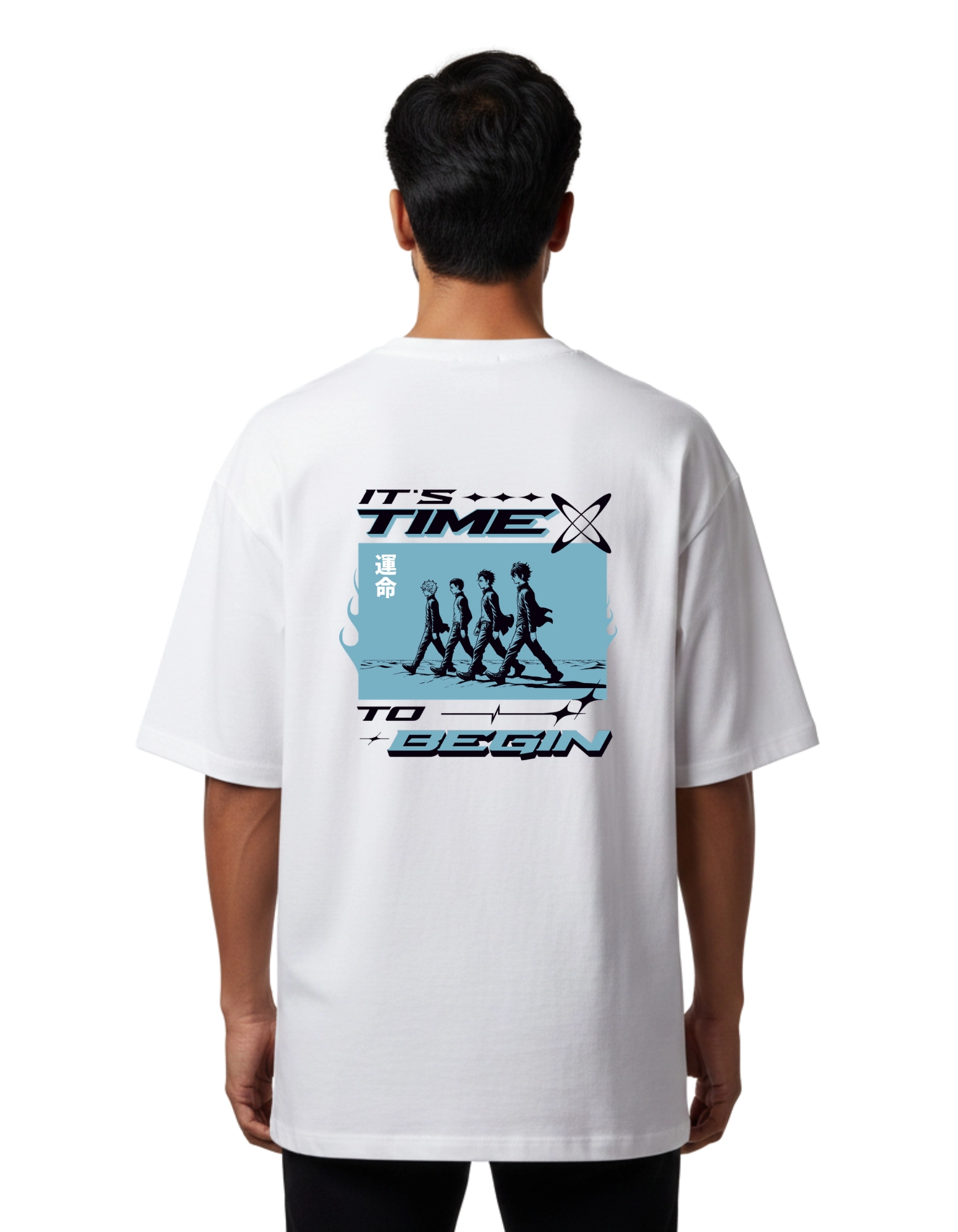 It’s Time To Begin Oversize Cotton French Terry T-Shirt 240 GSM White