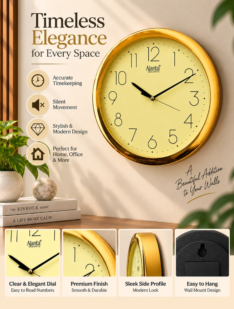 Ivory Ajanta Aura Round Wall Clock 957