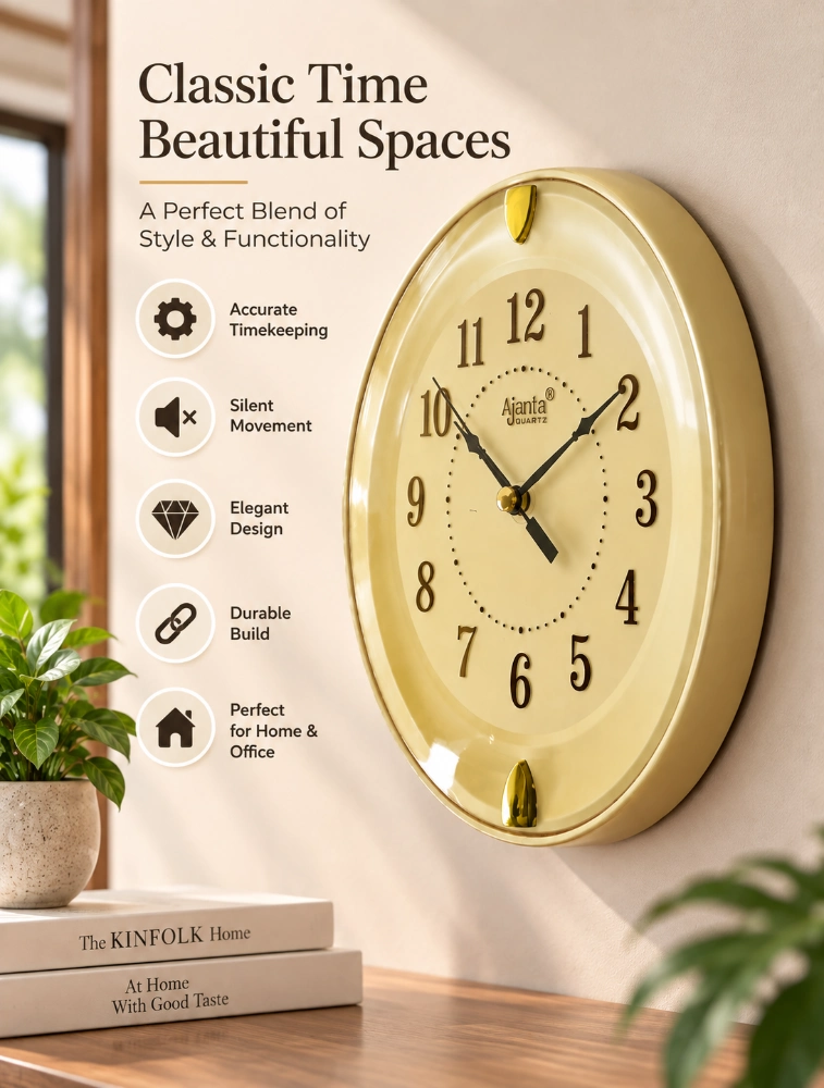 Ivory Ajanta Round Analog Wall Clock 1267