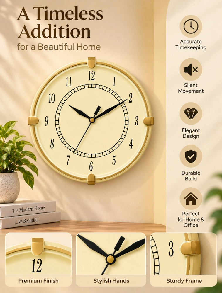 Ivory Ajanta Round Premium Wall Clock 897