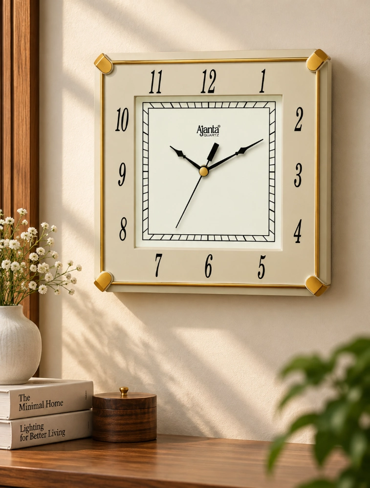 Ivory Ajanta Square Elegance Analog Wall Clock 421