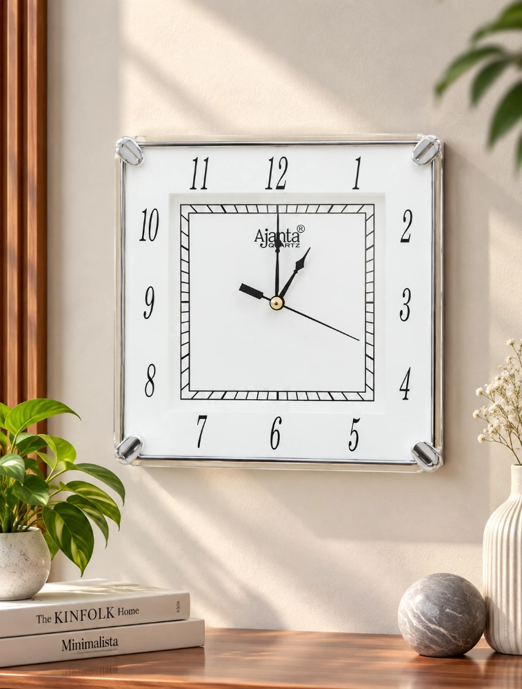 White Ajanta Square Elegance Analog Wall Clock 421