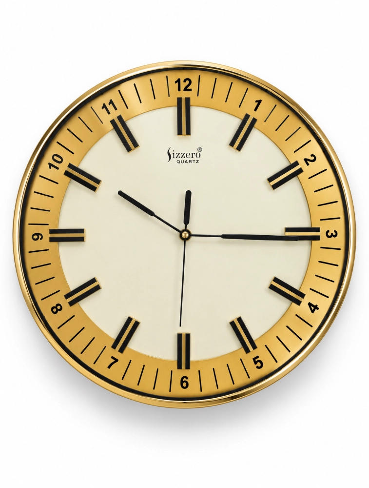 Ivory Golden Sizzero Quartz Everyday Wall Clock S 1415
