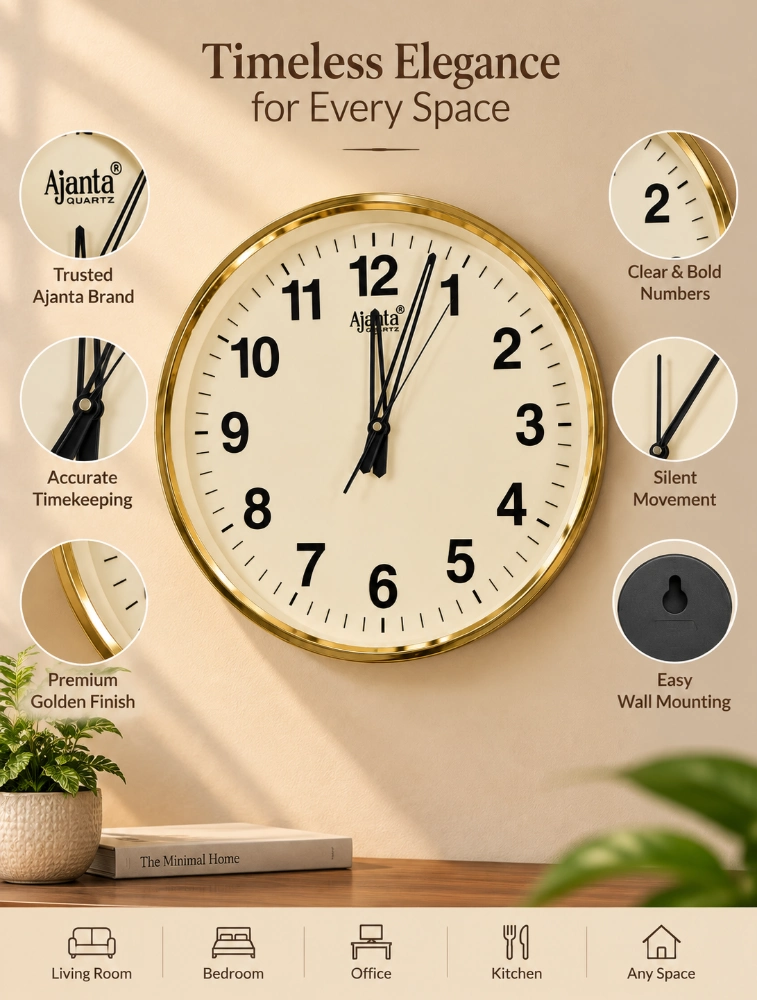 Ivory Round Analog Wall Clock 397