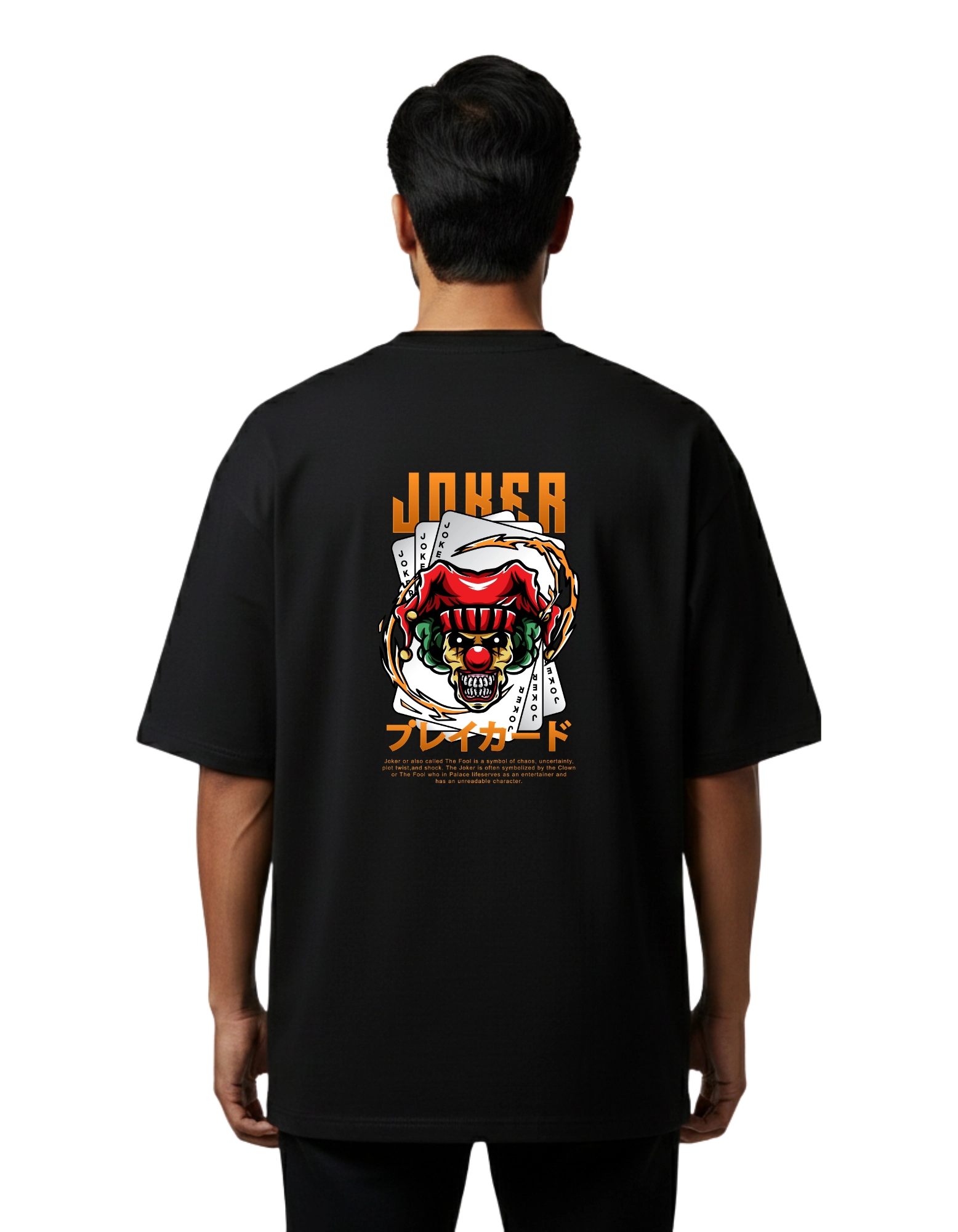 Joker Break Card Oversized Cotton French Terry T-Shirt 240 GSM Black