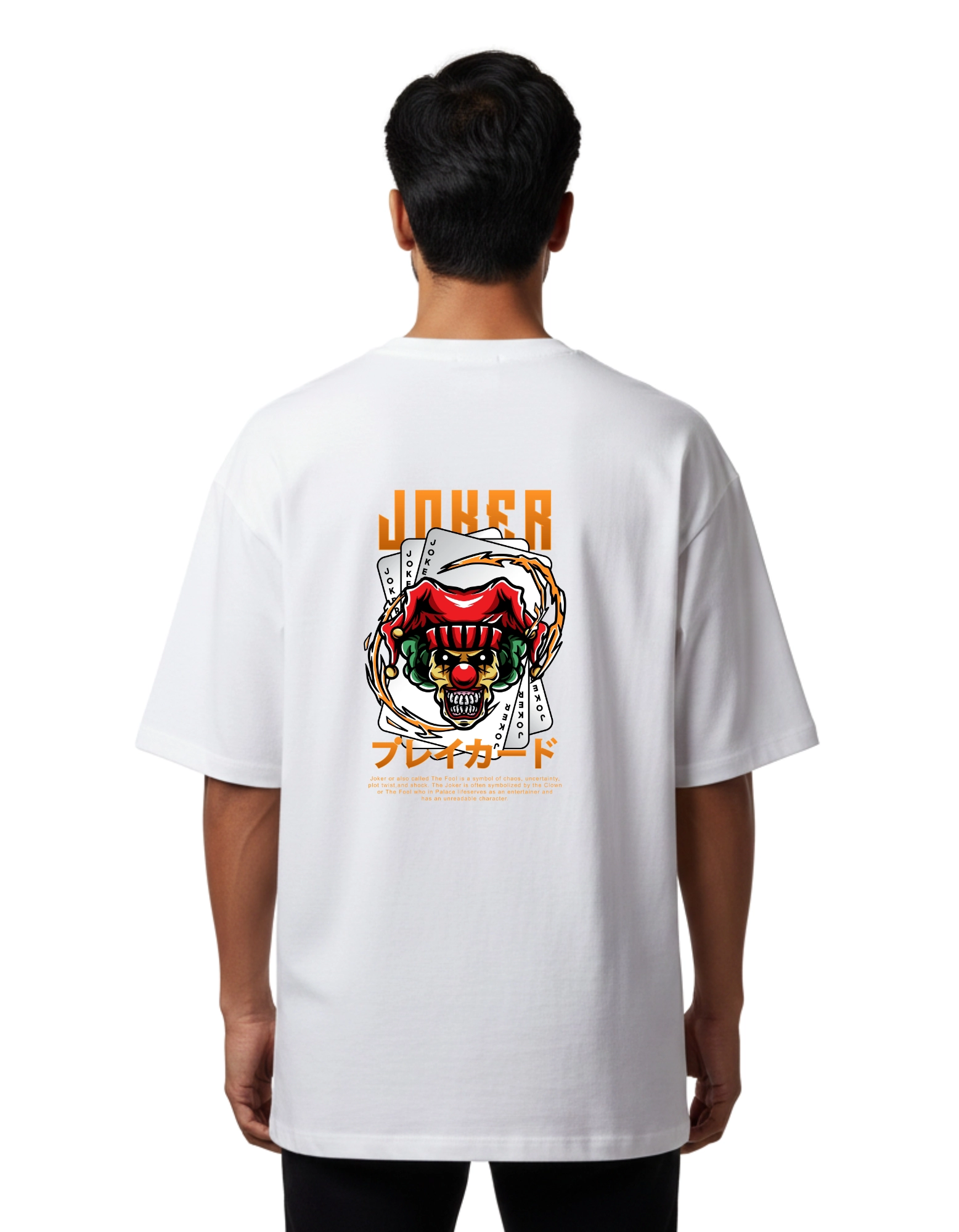 Joker Break Card Oversized Cotton French Terry T-Shirt 240 GSM White