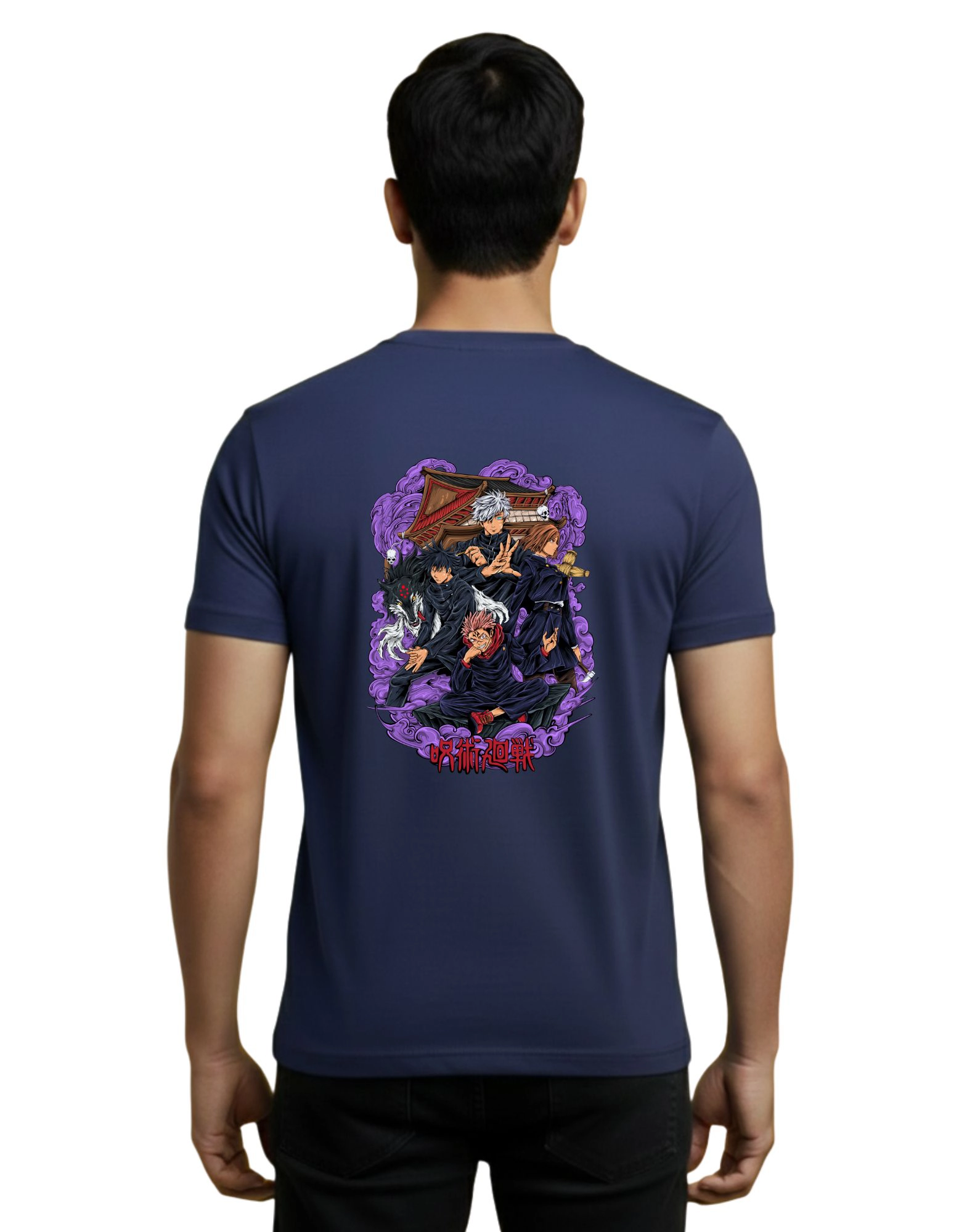 Jujutsu Kaisen Curse Energy Cotton Round Neck T-Shirt 180 GSM Navy Blue