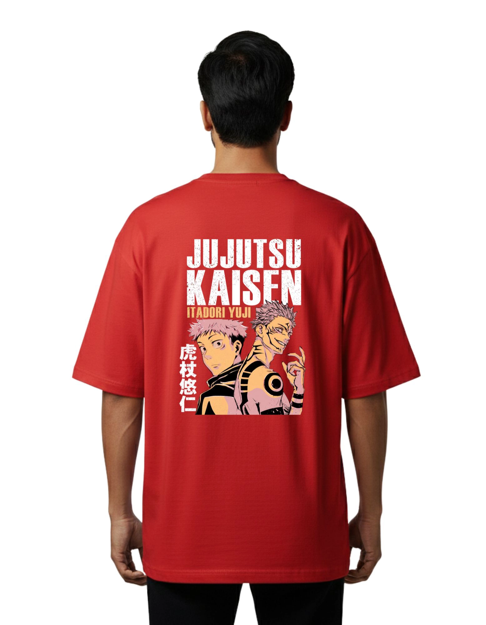 Jujutsu Kaisen Curse Energy Oversize Cotton French Terry T-Shirt 240 GSM Red