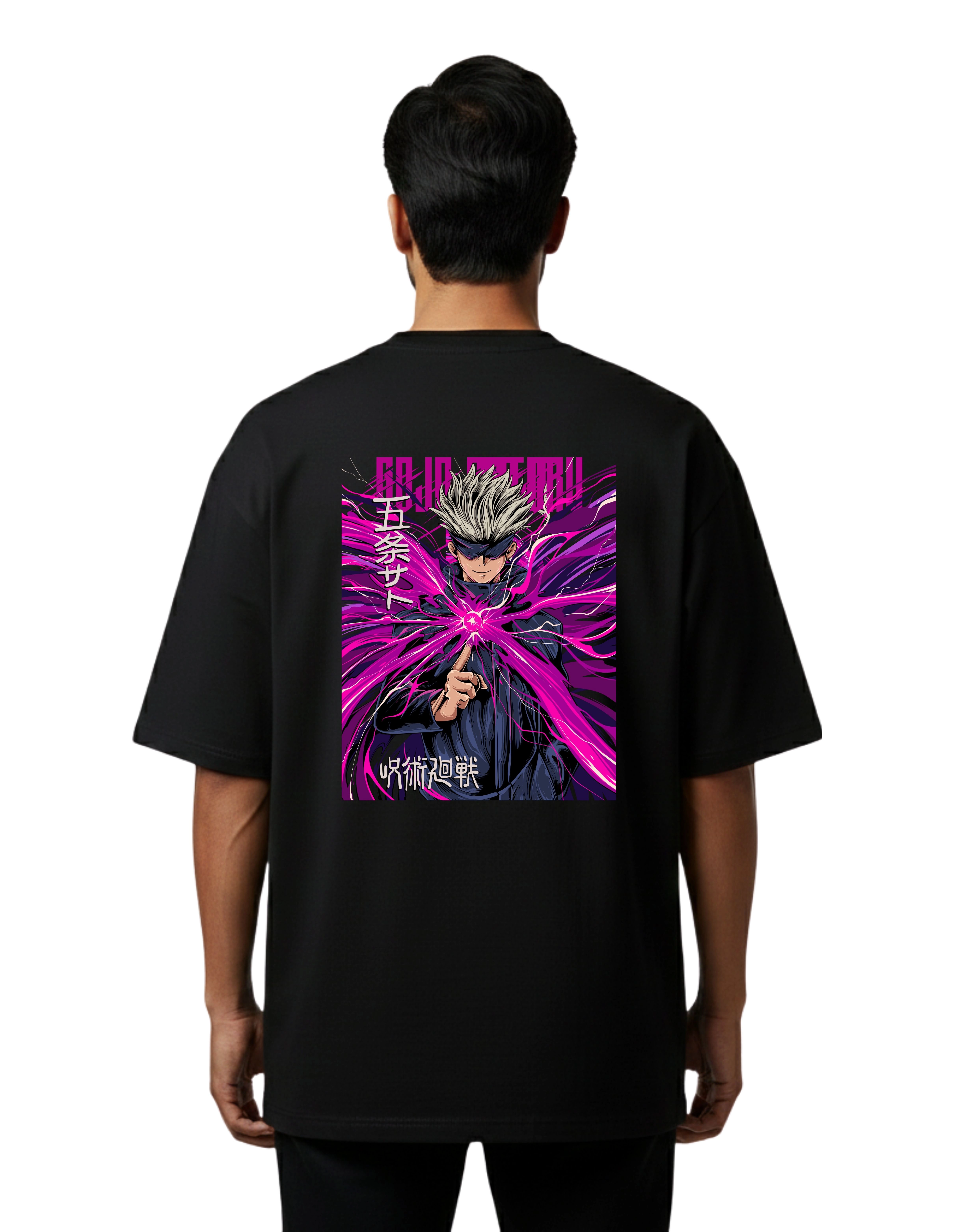 Jujutsu Kaisen Infinity Sorcerer Oversized Cotton French Terry T-Shirt 240 GSM Black