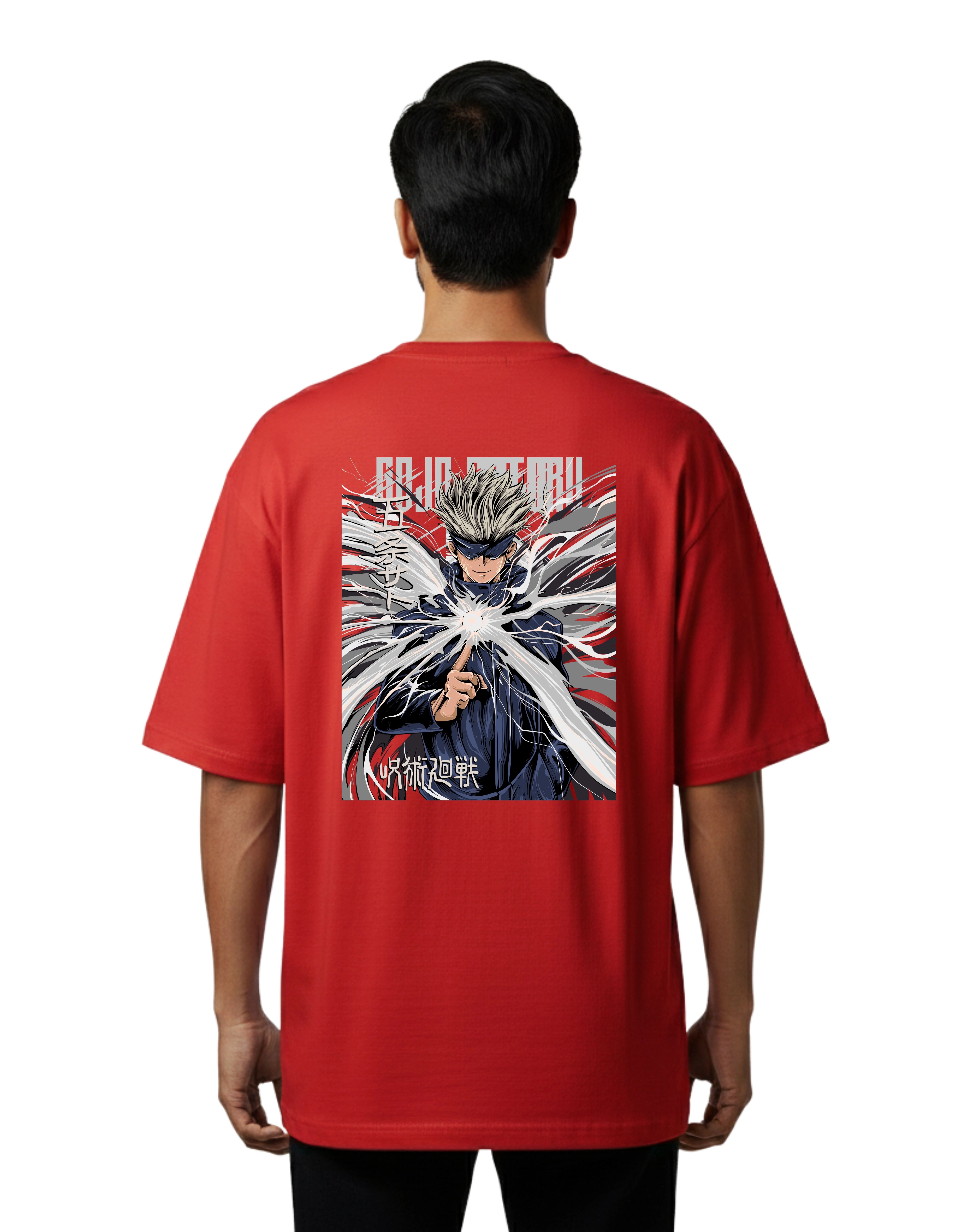 Jujutsu Kaisen Infinity Sorcerer Oversized Cotton French Terry T-Shirt 240 GSM Red