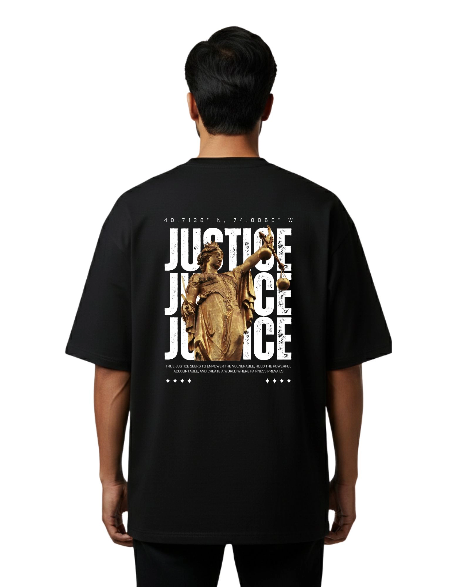 Justice Oversized French Terry 240 GSM T-Shirt Black