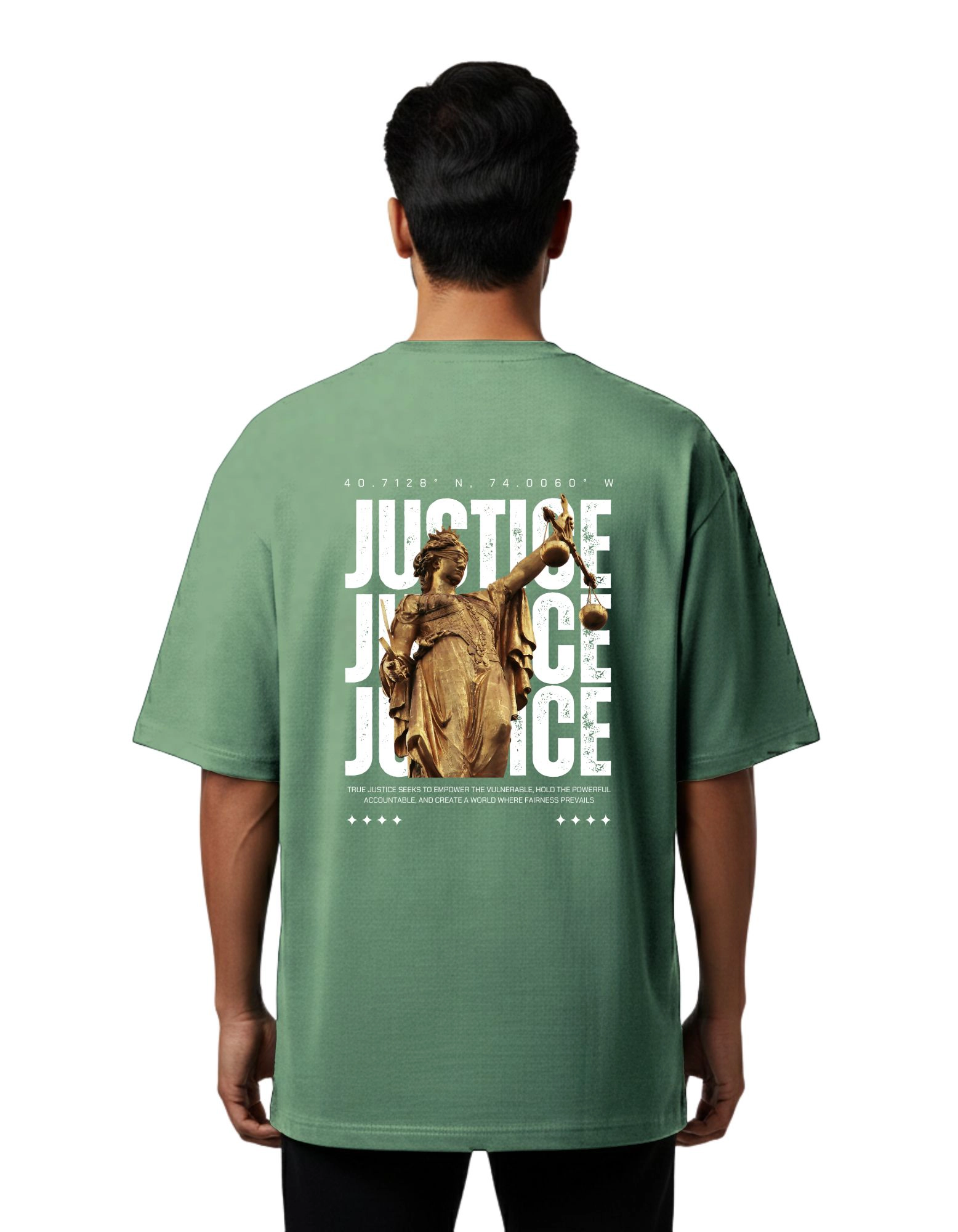 Justice Oversized French Terry 240 GSM T-Shirt D Green
