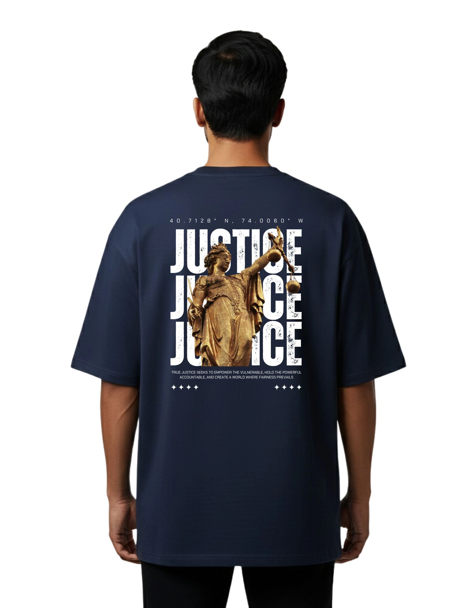 Justice Oversized French Terry 240 GSM T-Shirt Navy Blue