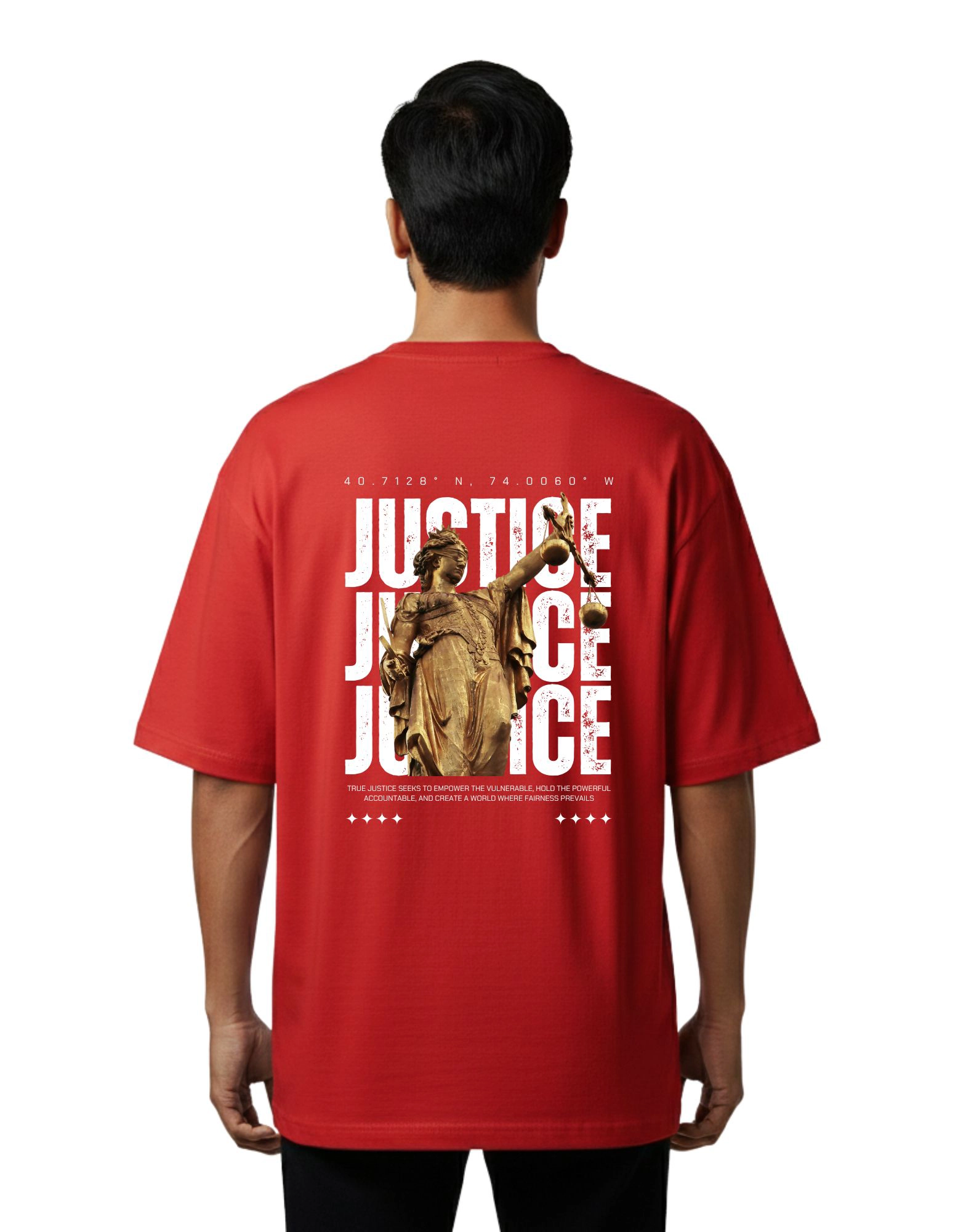 Justice Oversized French Terry 240 GSM T-Shirt Red