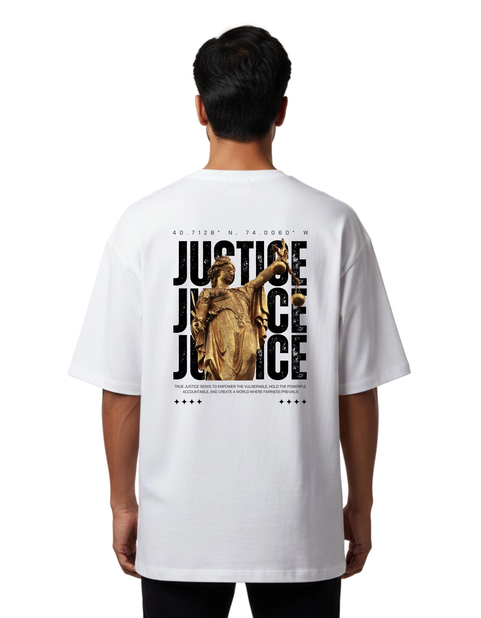 Justice Oversized French Terry 240 GSM T-Shirt White