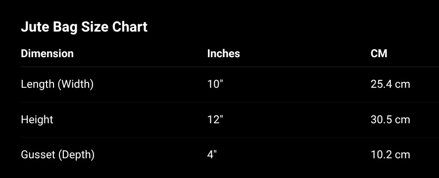 Size chart