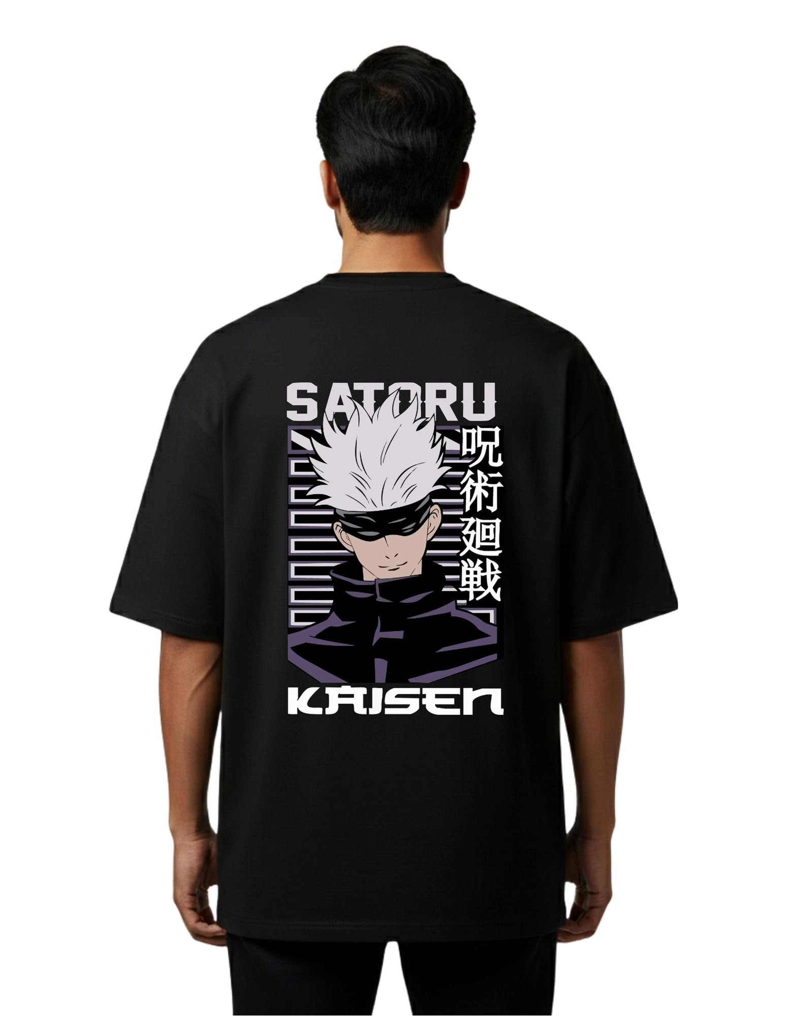 Kaisen Anime Oversized Cotton French Terry T-Shirt 240 GSM Black
