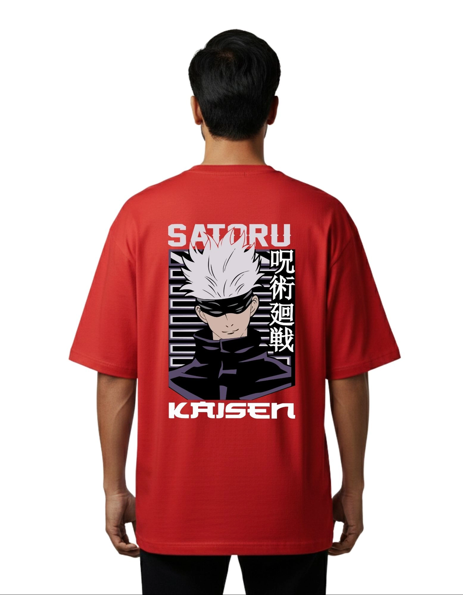 Kaisen Anime Oversized Cotton French Terry T-Shirt 240 GSM Red