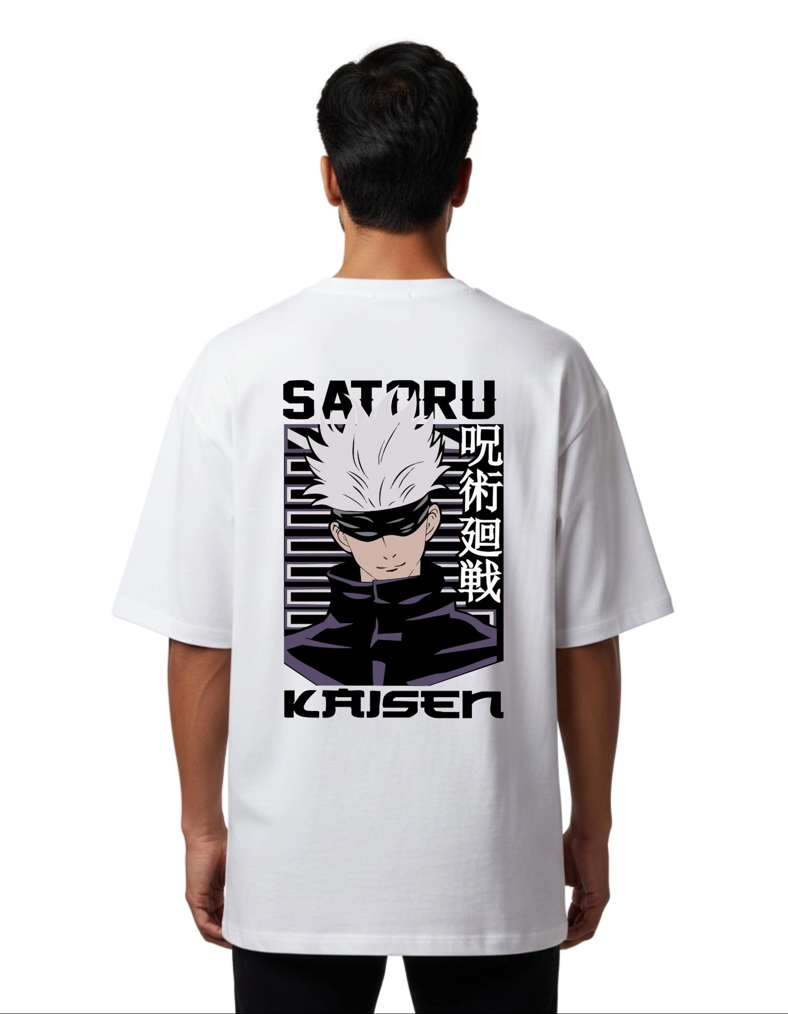 Kaisen Anime Oversized Cotton French Terry T-Shirt 240 GSM White