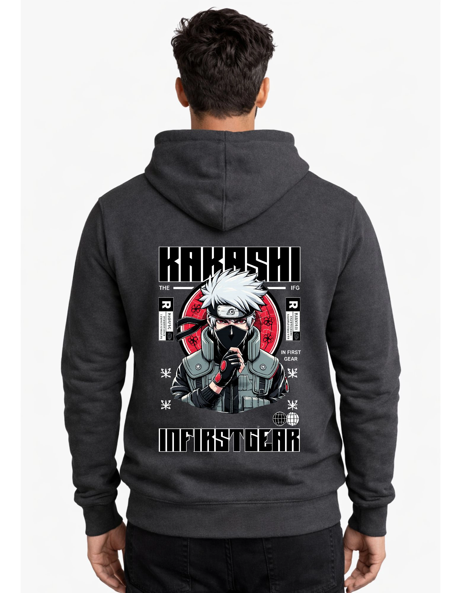 Kakashi Polycotton Hoodie Without Zipper 300 GSM Charcoal