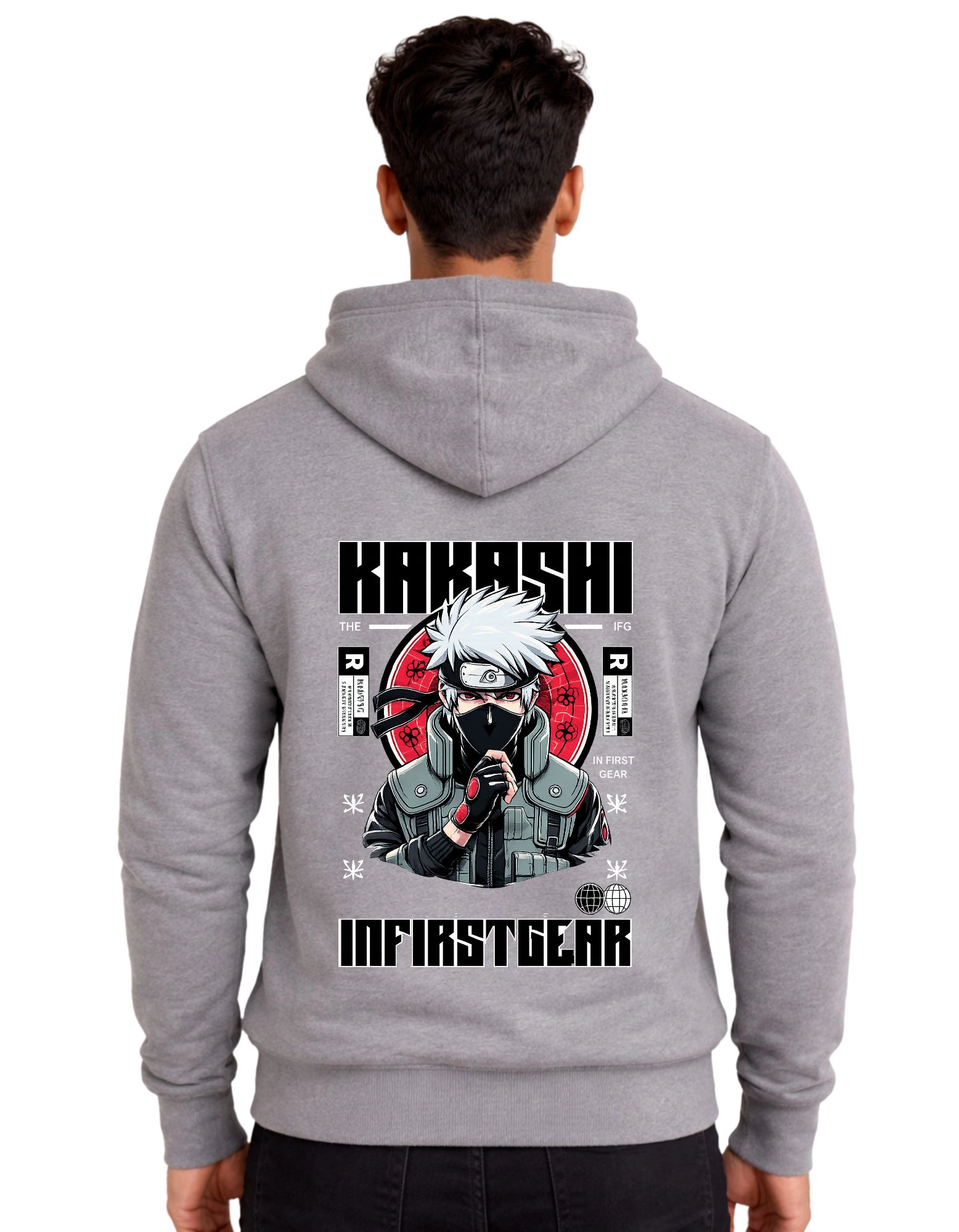 Kakashi Polycotton Hoodie Without Zipper 300 GSM Grey