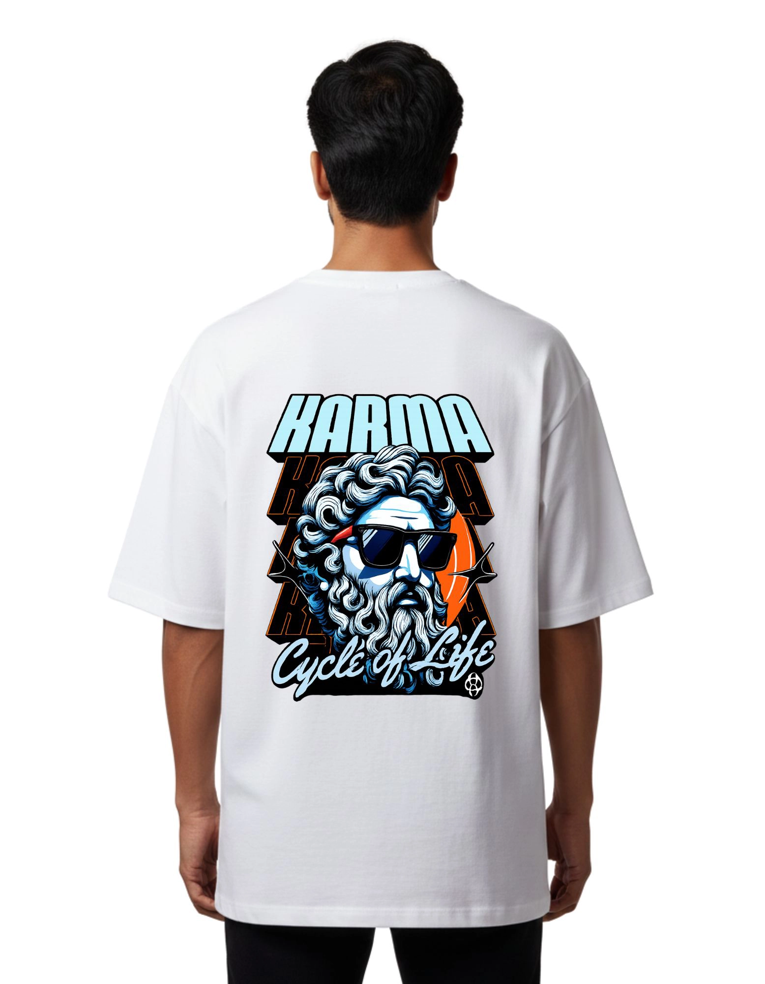 Karma Cycle of Life Oversized Cotton French Terry T-Shirt 240 GSM White