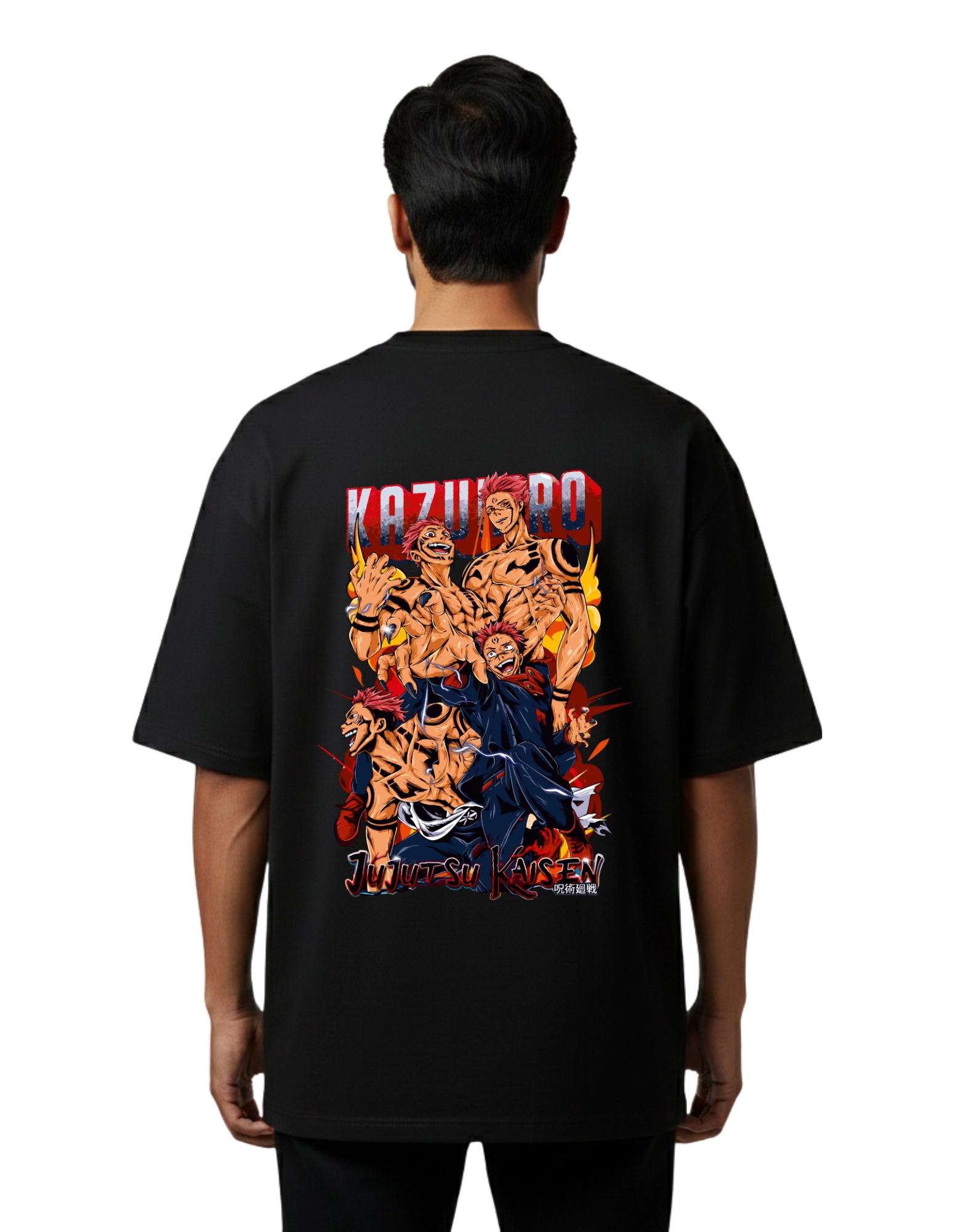 Kazuro Jujutsu Kaisen Oversized Cotton French Terry T-Shirt 240 GSM Black