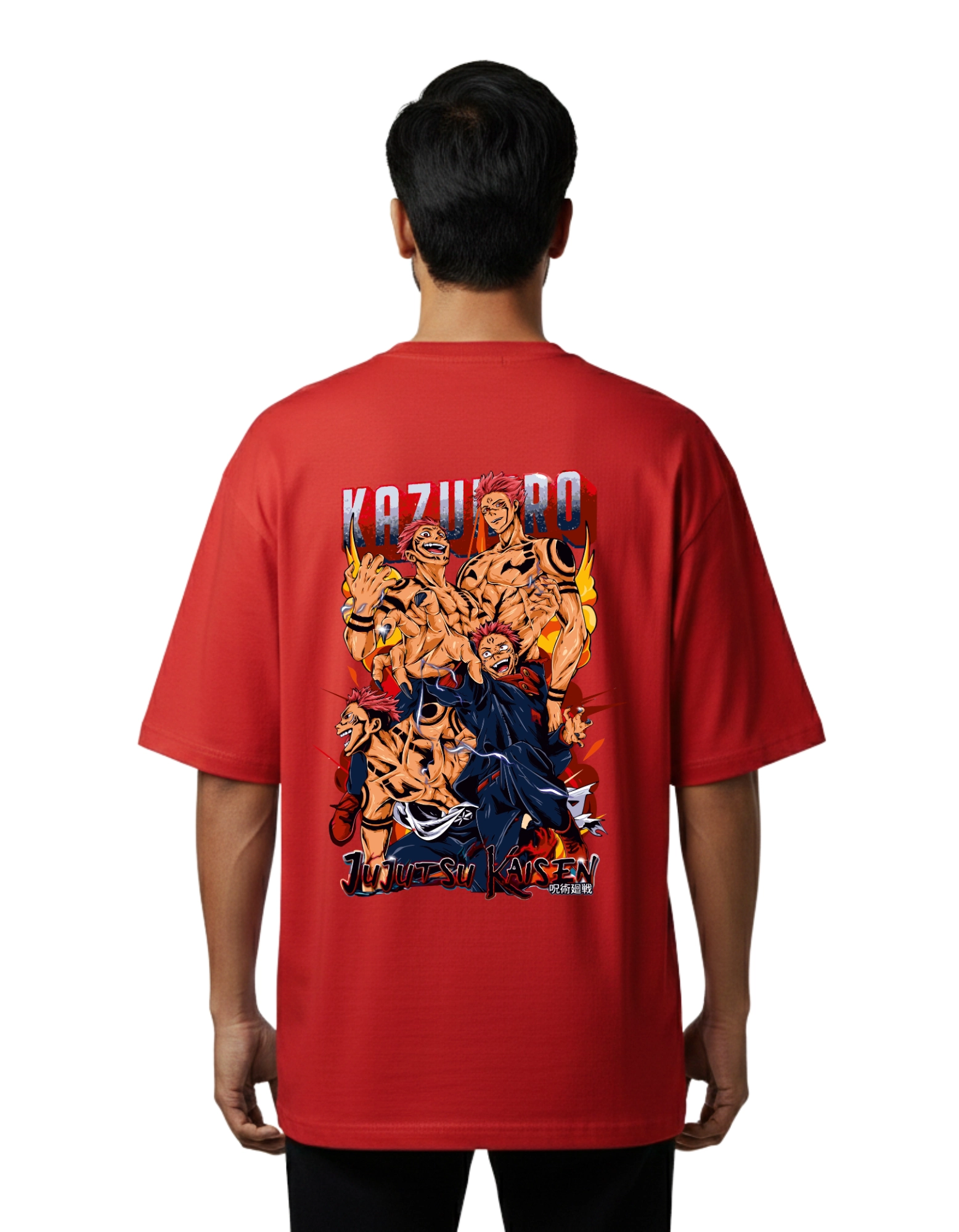Kazuro Jujutsu Kaisen Oversized Cotton French Terry T-Shirt 240 GSM Red