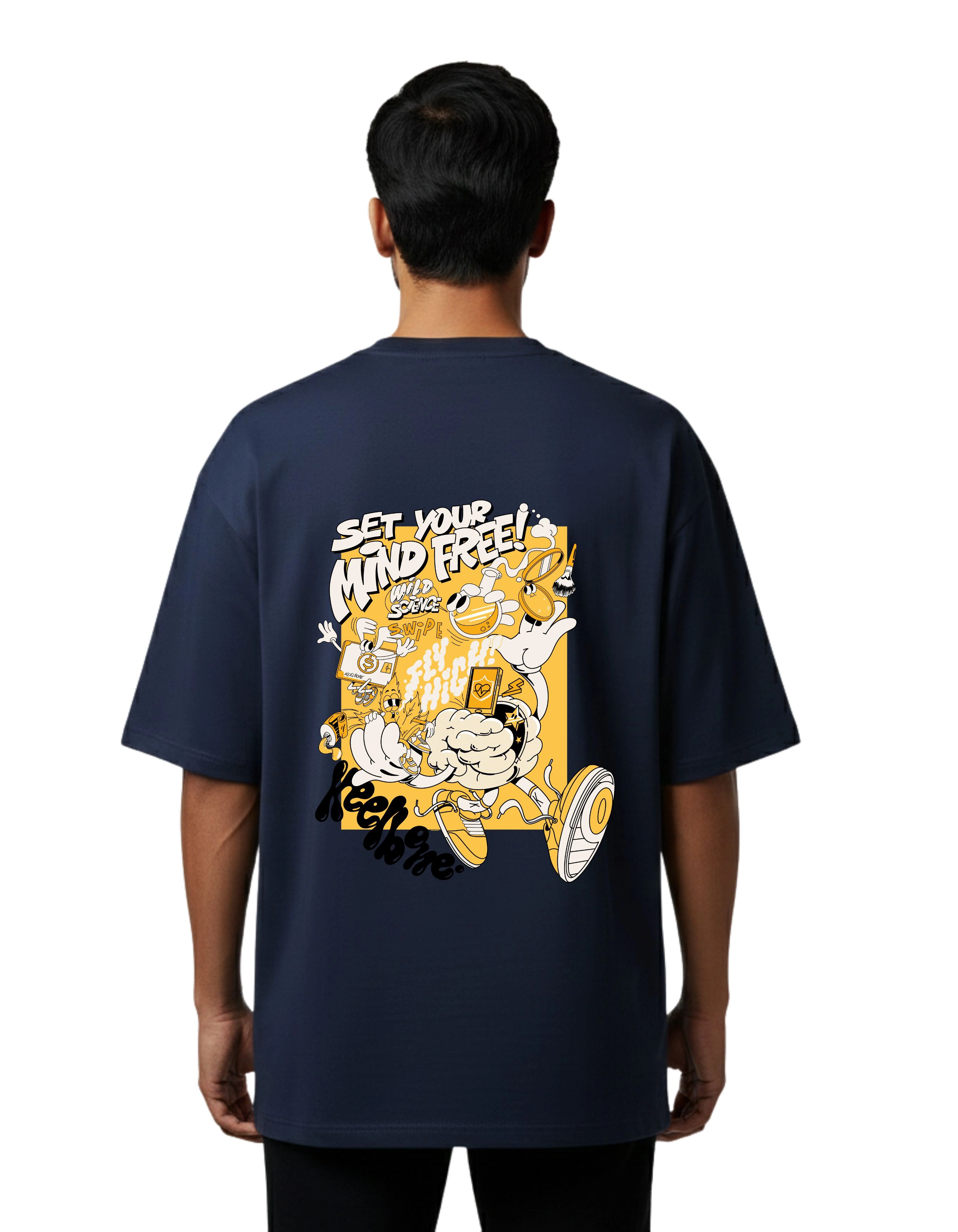 Keelbone Oversize Cotton French Terry T-Shirt 240 GSM Navy Blue