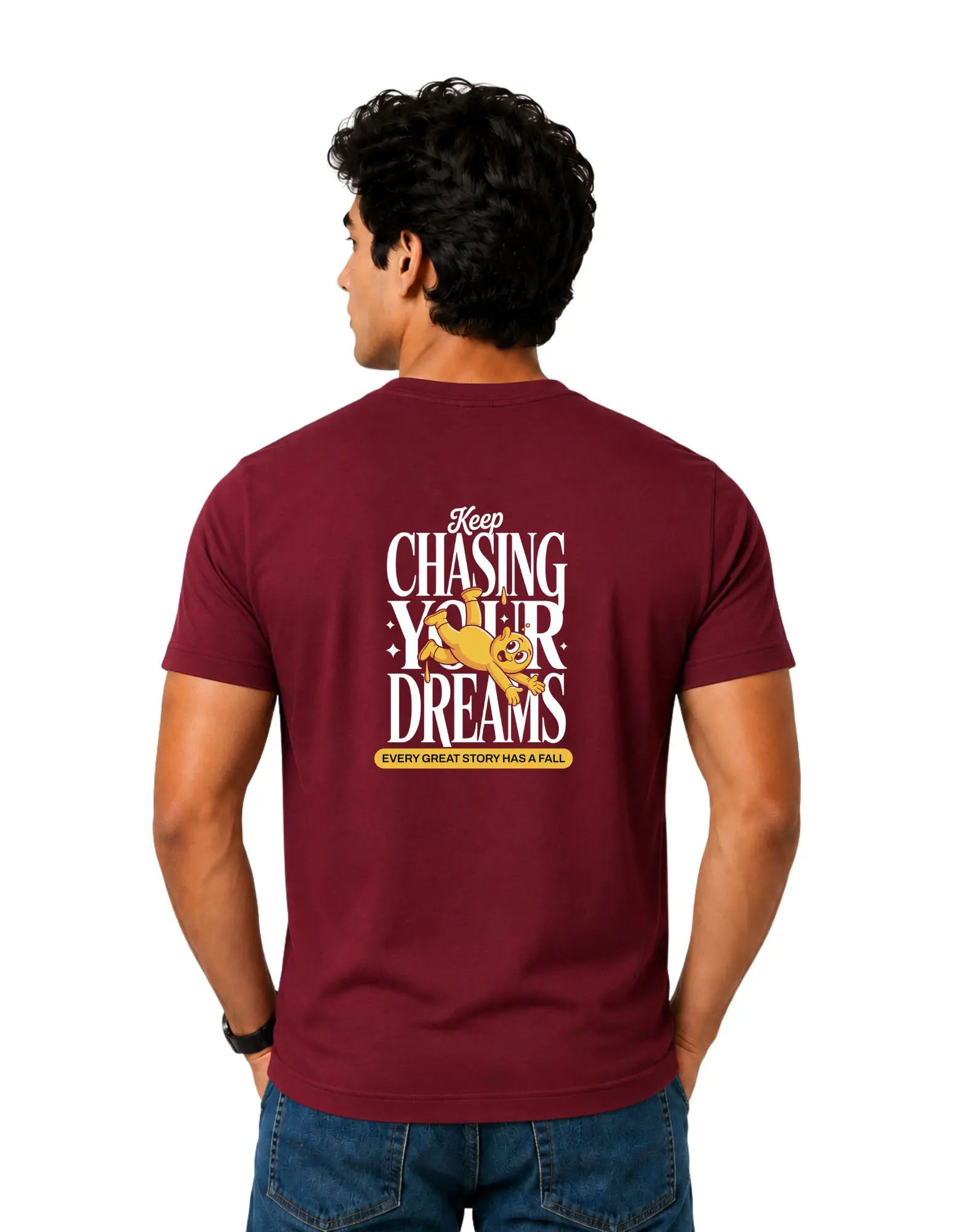 Keep Chasing Your Dreams Cotton Round Neck T-Shirt 180 GSM Maroon