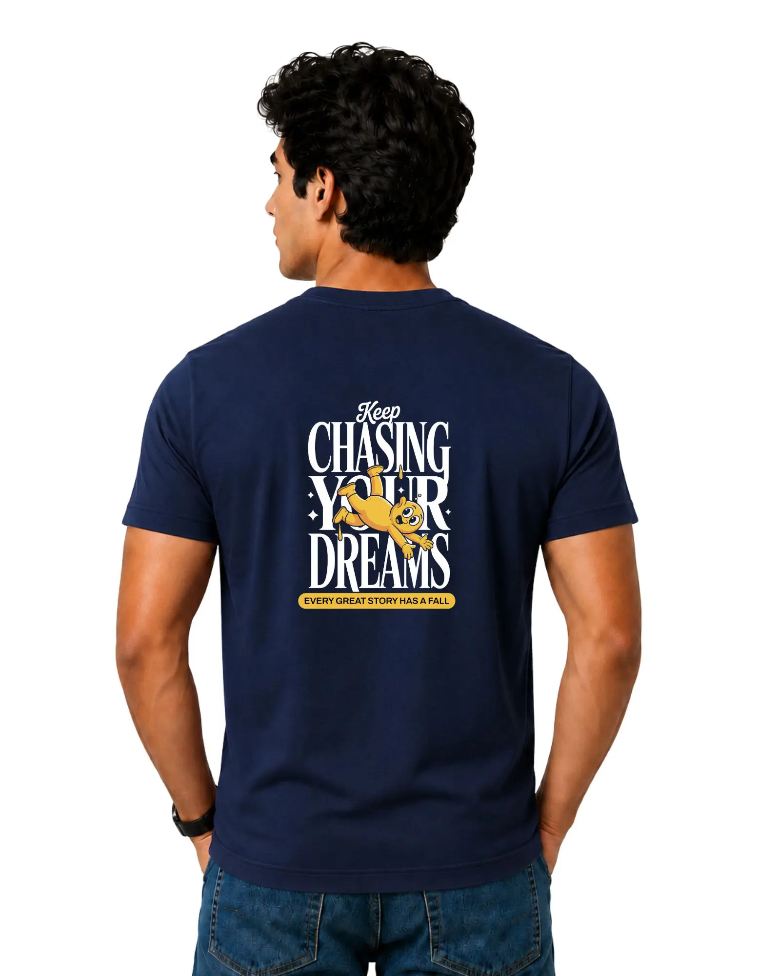 Keep Chasing Your Dreams Cotton Round Neck T-Shirt 180 GSM Navy Blue