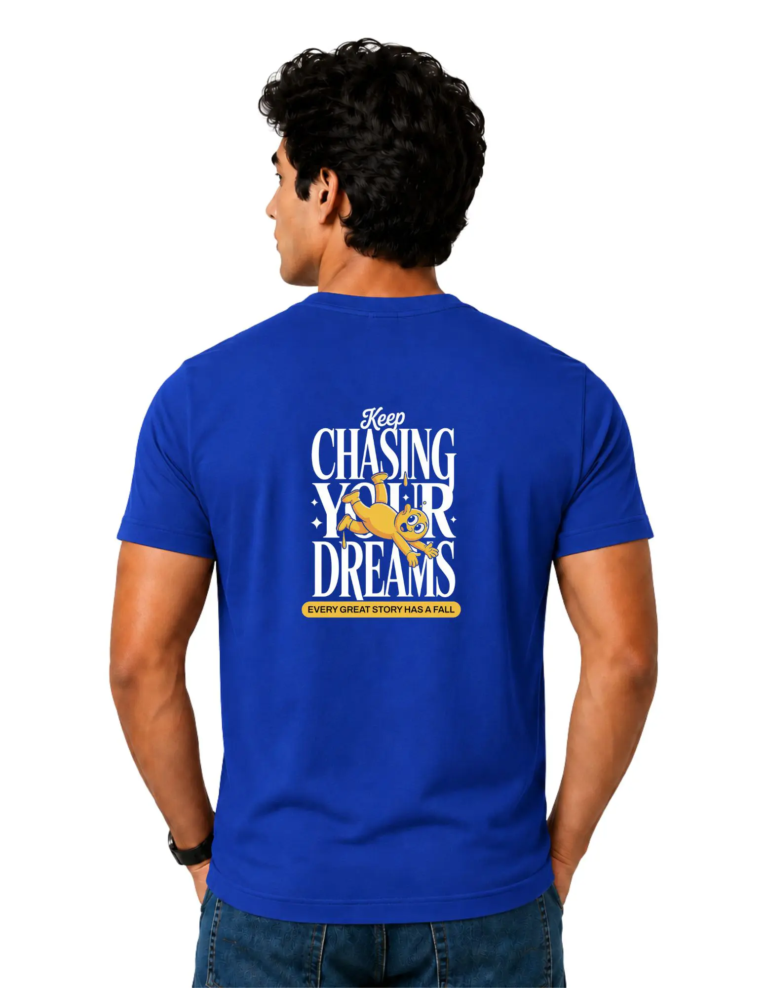 Keep Chasing Your Dreams Cotton Round Neck T-Shirt 180 GSM Royal Blue