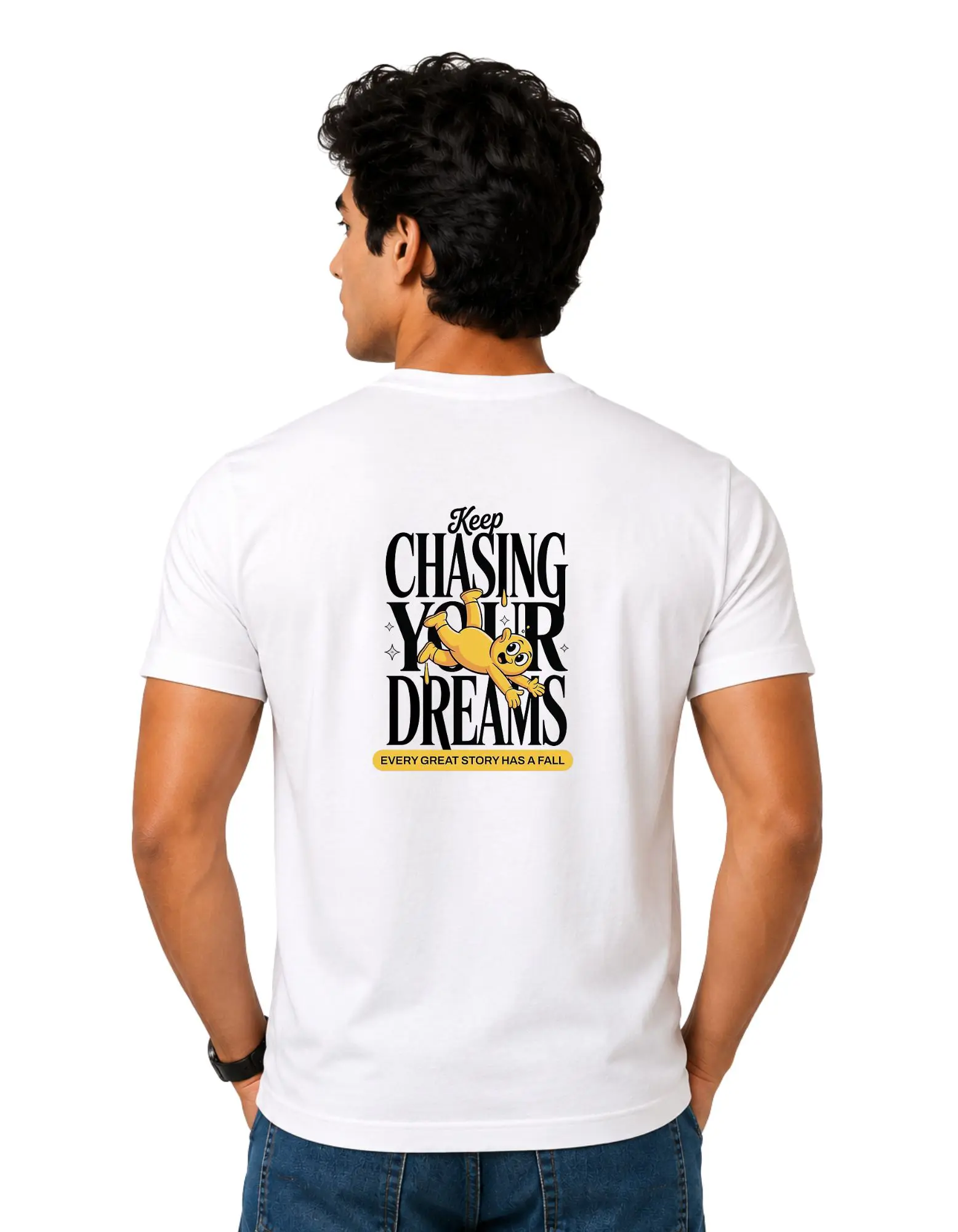 Keep Chasing Your Dreams Cotton Round Neck T-Shirt 180 GSM White