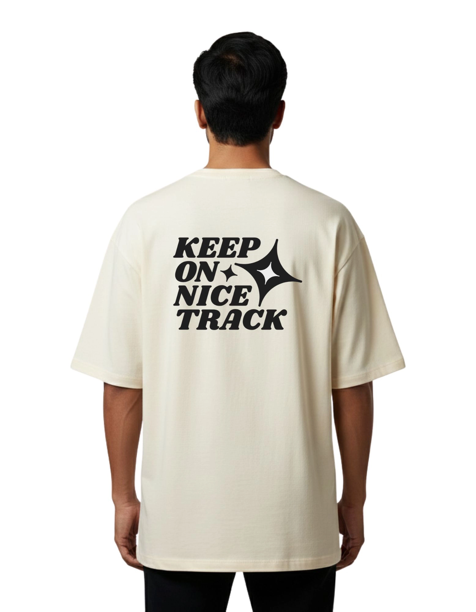 Keep On Nice Track Oversize Cotton French Terry T-Shirt 240 GSM Beige