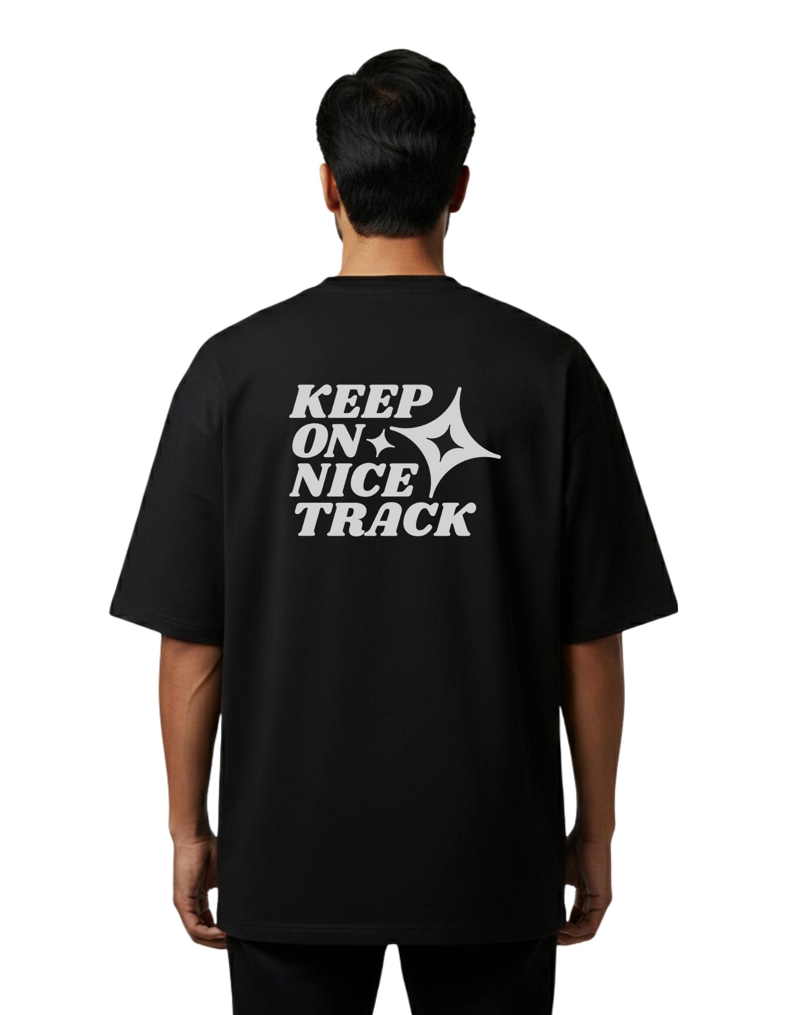 Keep On Nice Track Oversize Cotton French Terry T-Shirt 240 GSM Black