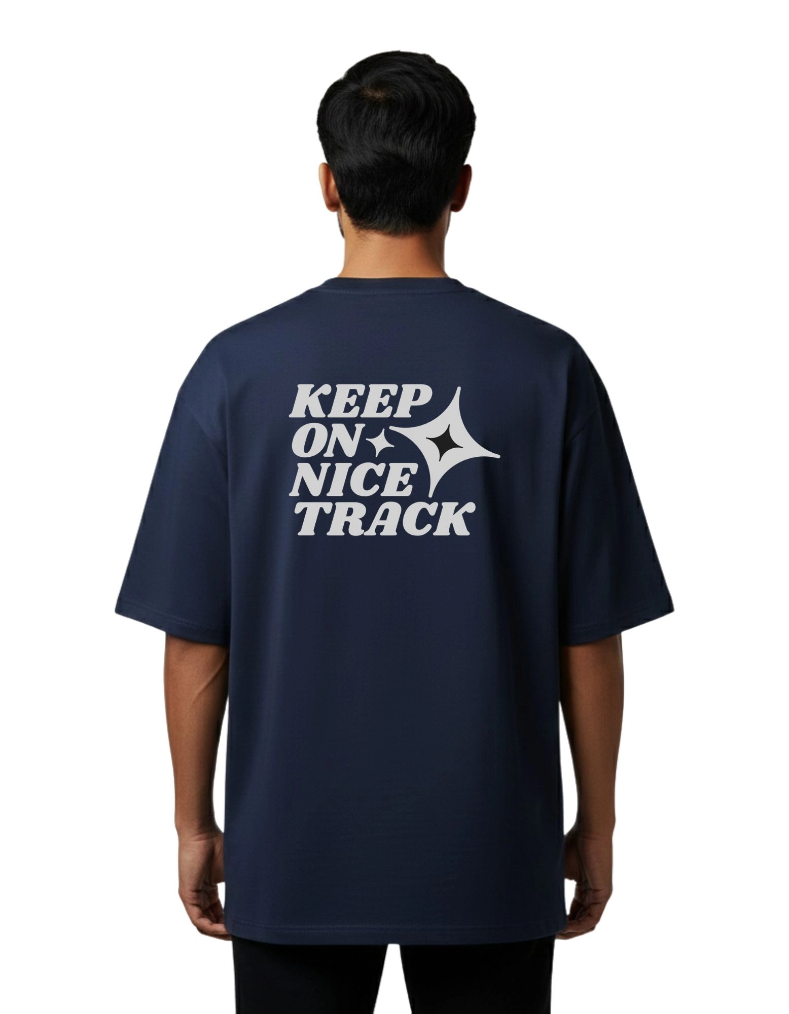 Keep On Nice Track Oversize Cotton French Terry T-Shirt 240 GSM Navy Blue