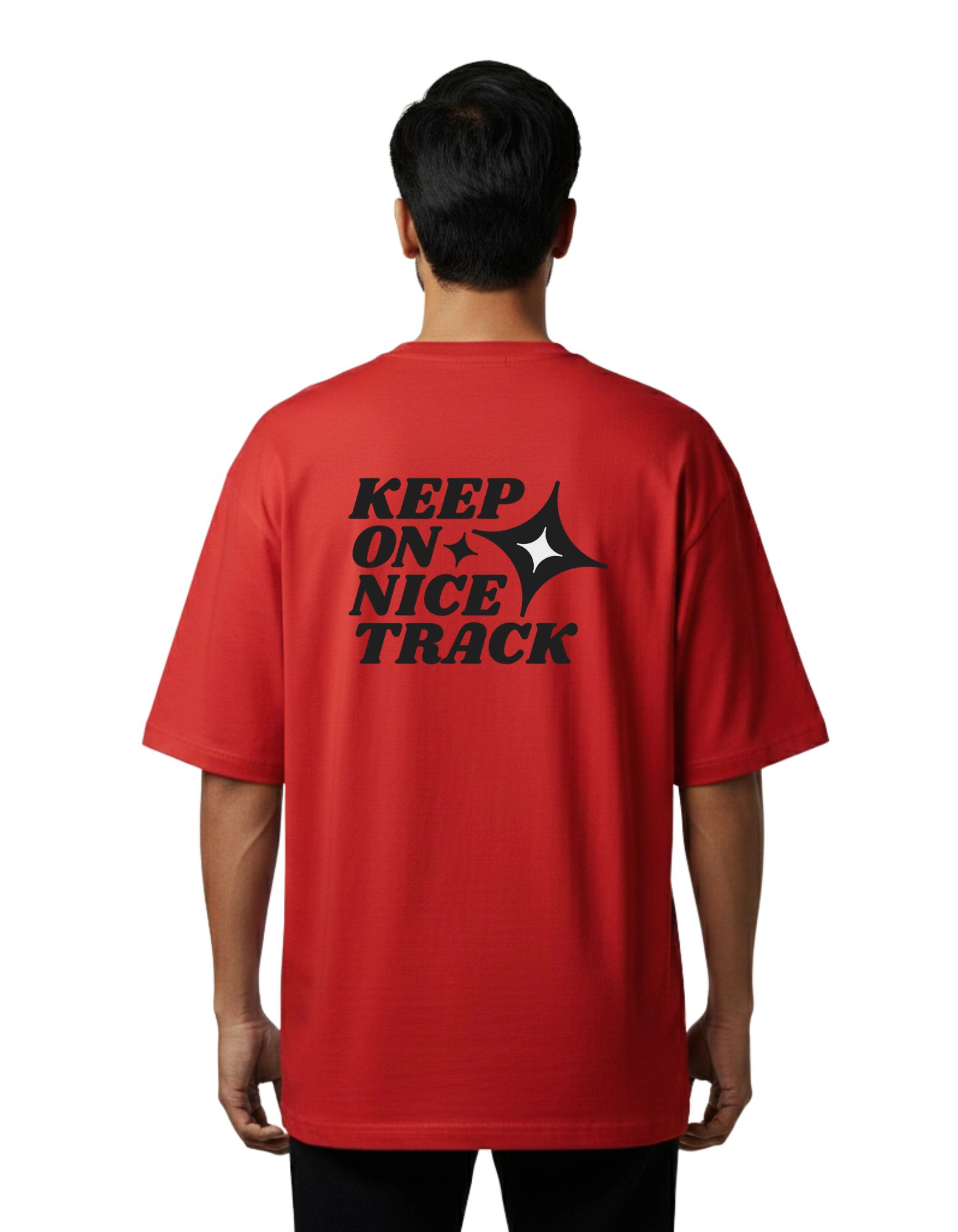 Keep On Nice Track Oversize Cotton French Terry T-Shirt 240 GSM Red