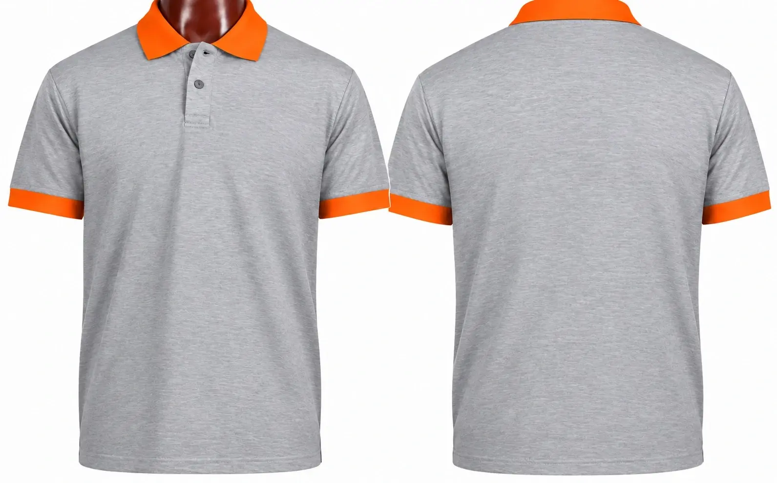 Grey Kids Polycotton 220 GSM Polo Half Sleeve T Shirt with Orange Collar and Cuff