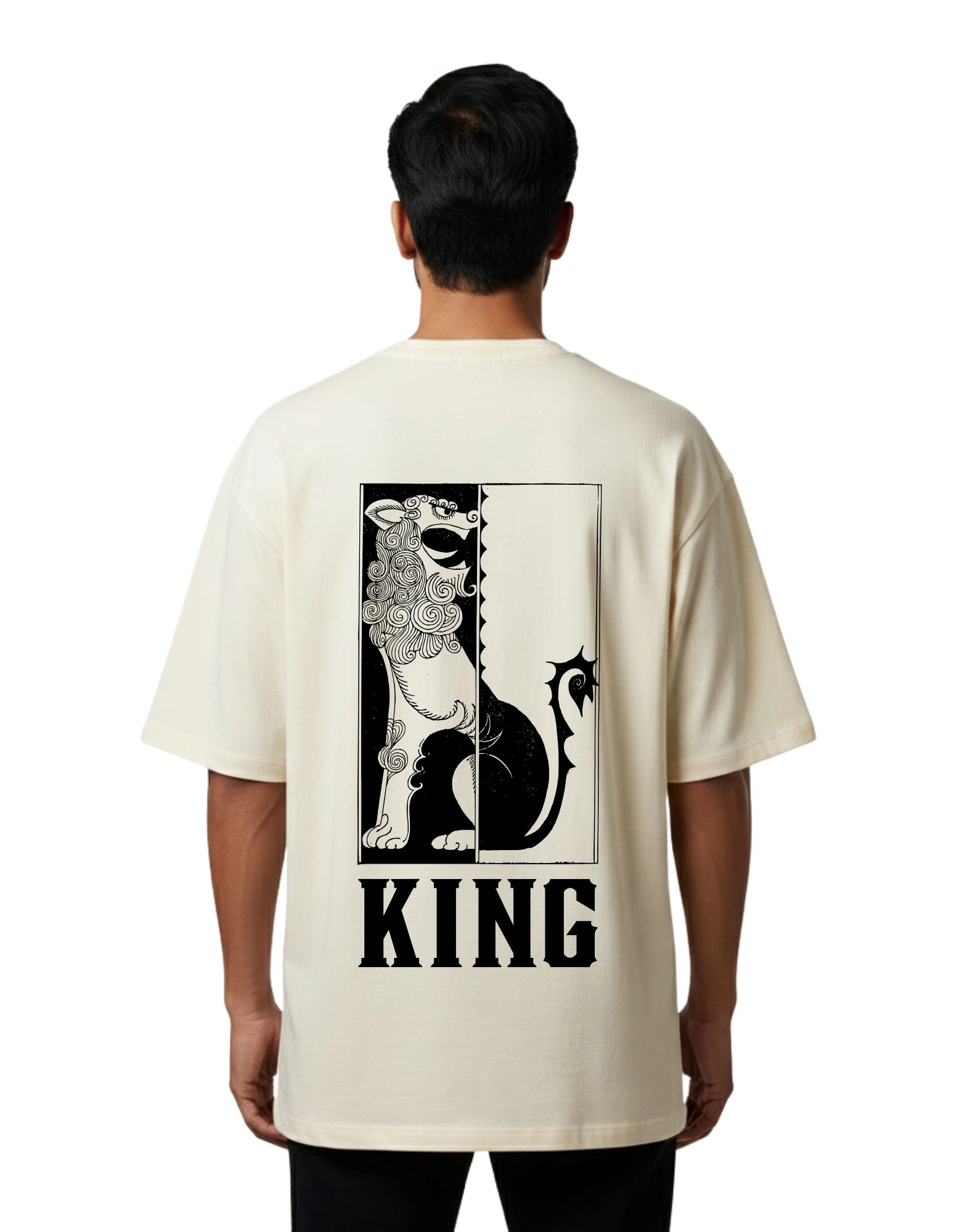 King Oversized French Terry T-Shirt 240 GSM Half Sleeve Beige