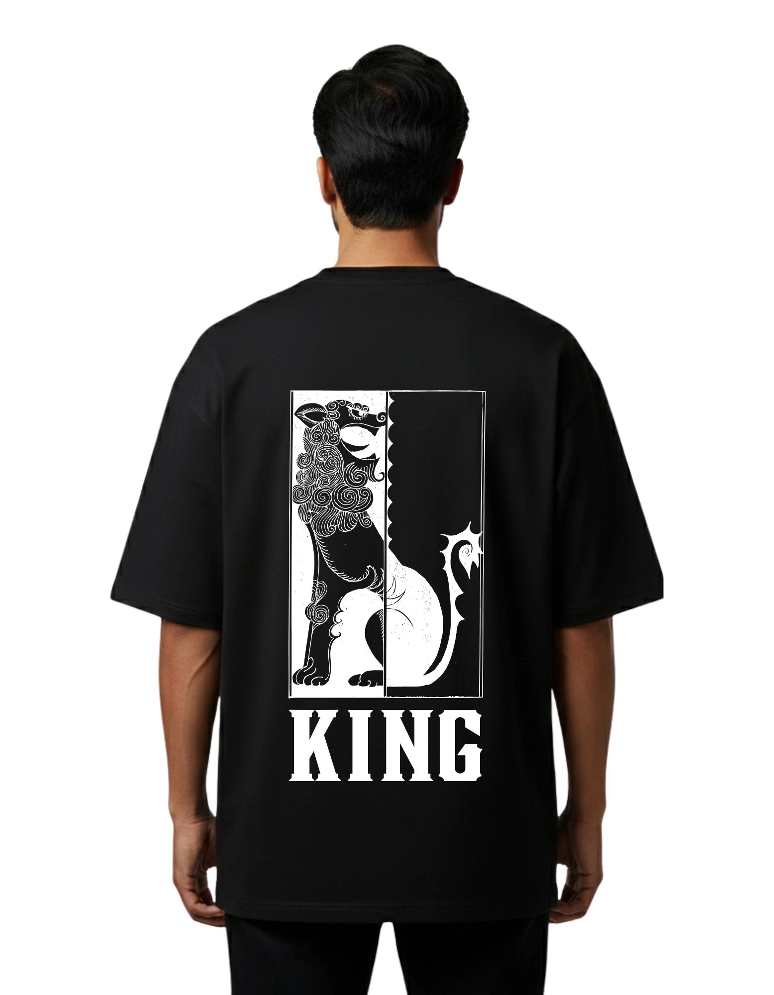 King Oversized French Terry T-Shirt 240 GSM Half Sleeve Black