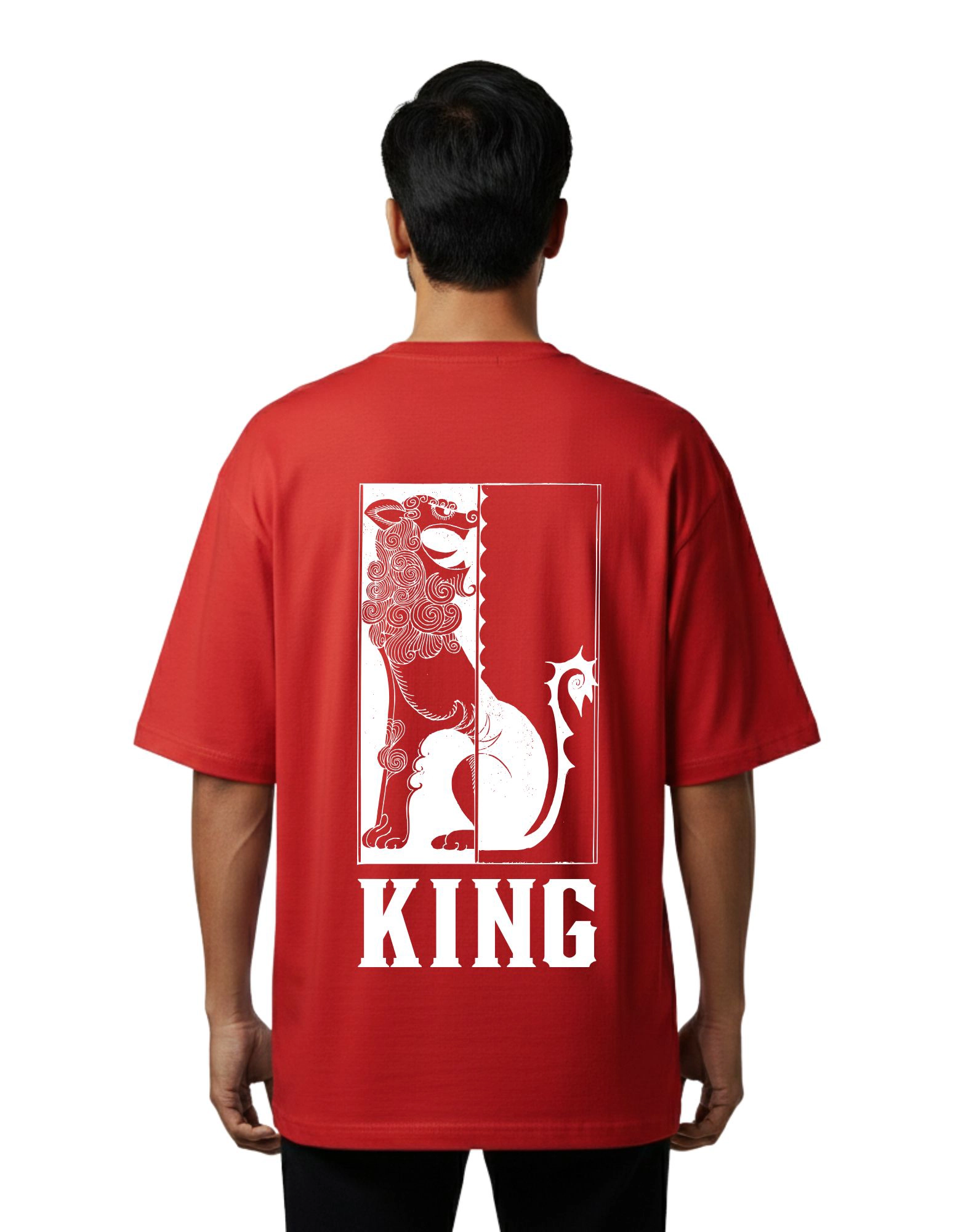 King Oversized French Terry T-Shirt 240 GSM Half Sleeve Red