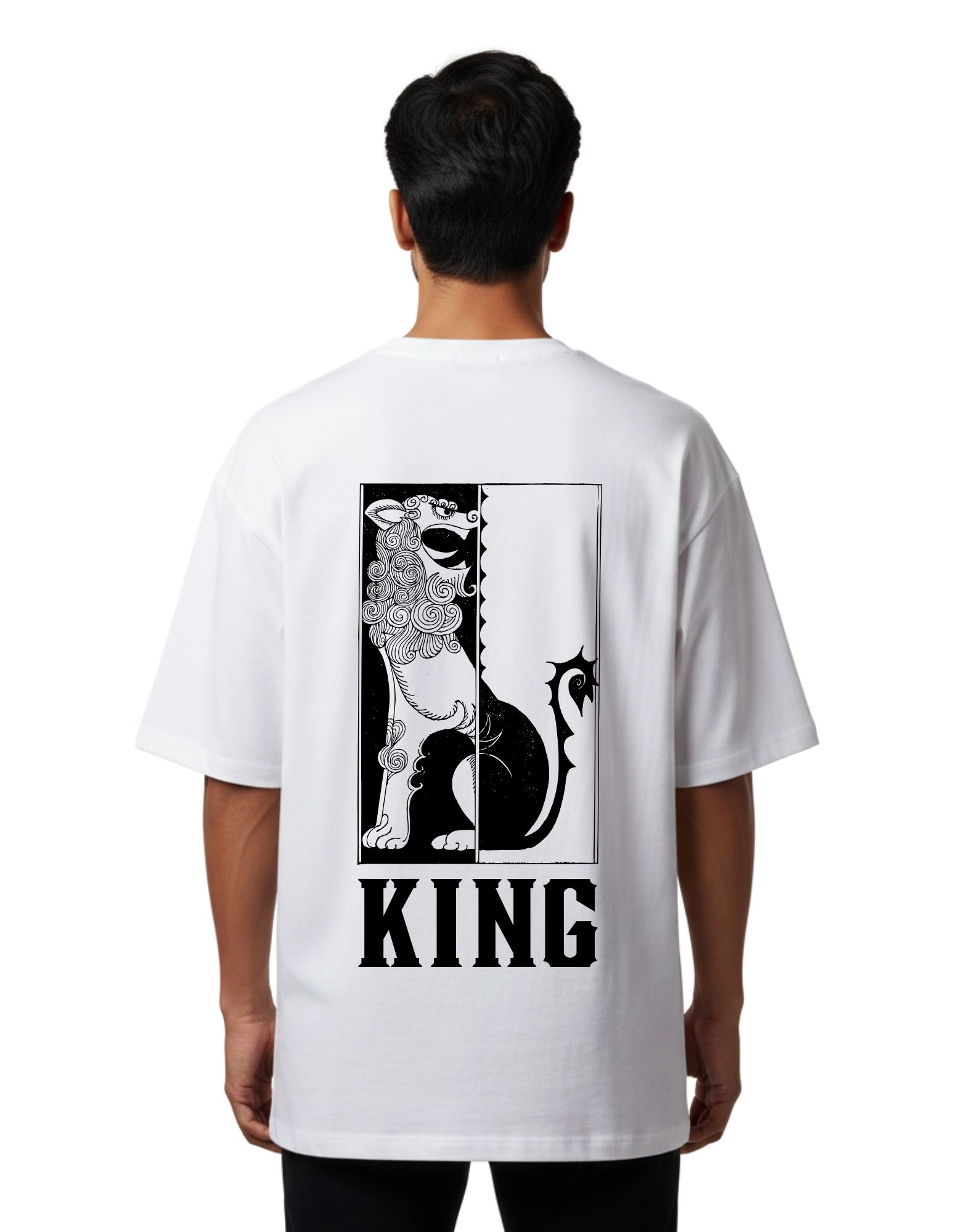 King Oversized French Terry T-Shirt 240 GSM Half Sleeve White