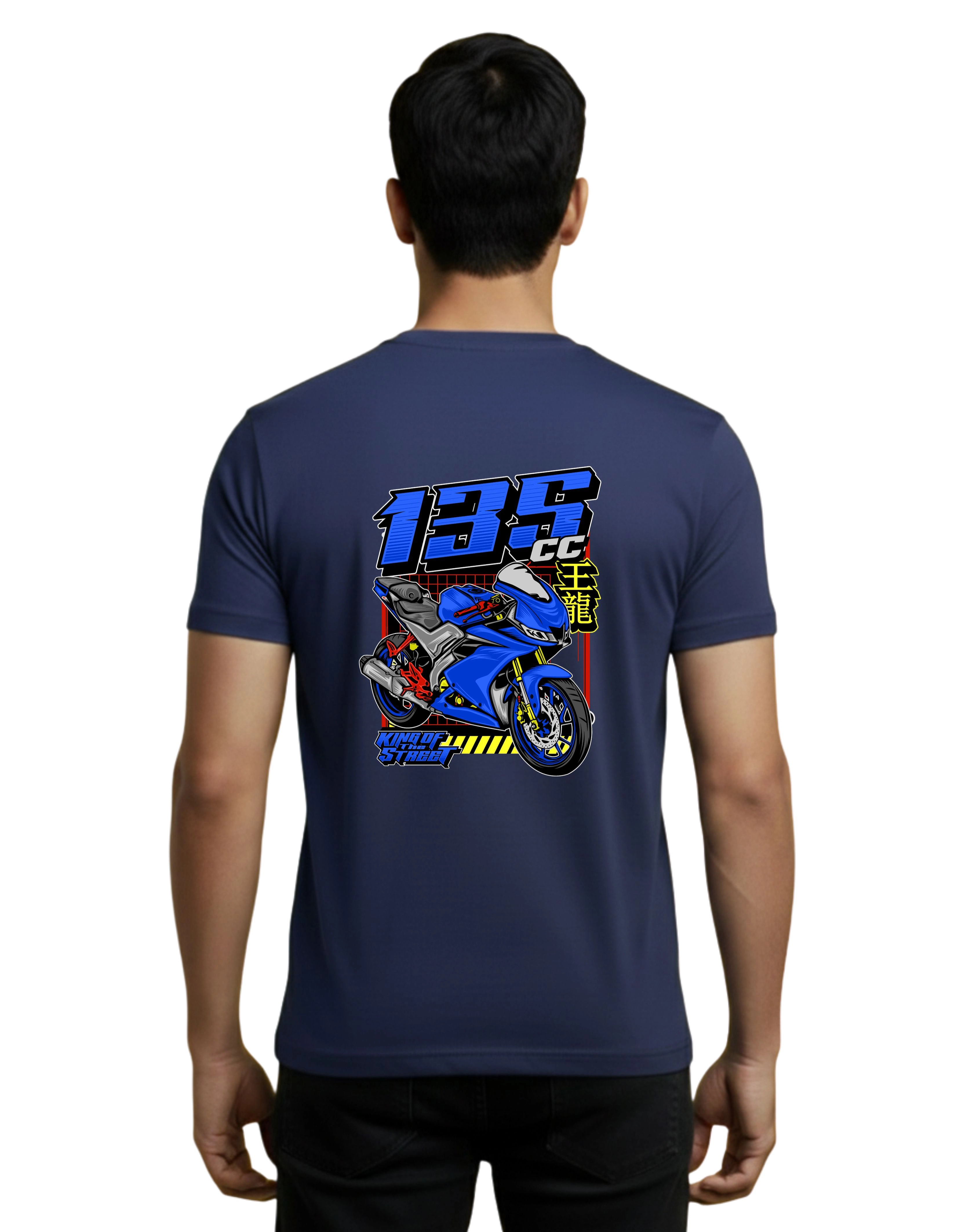 King of Street Cotton Round Neck T-Shirt 180 GSM Navy Blue
